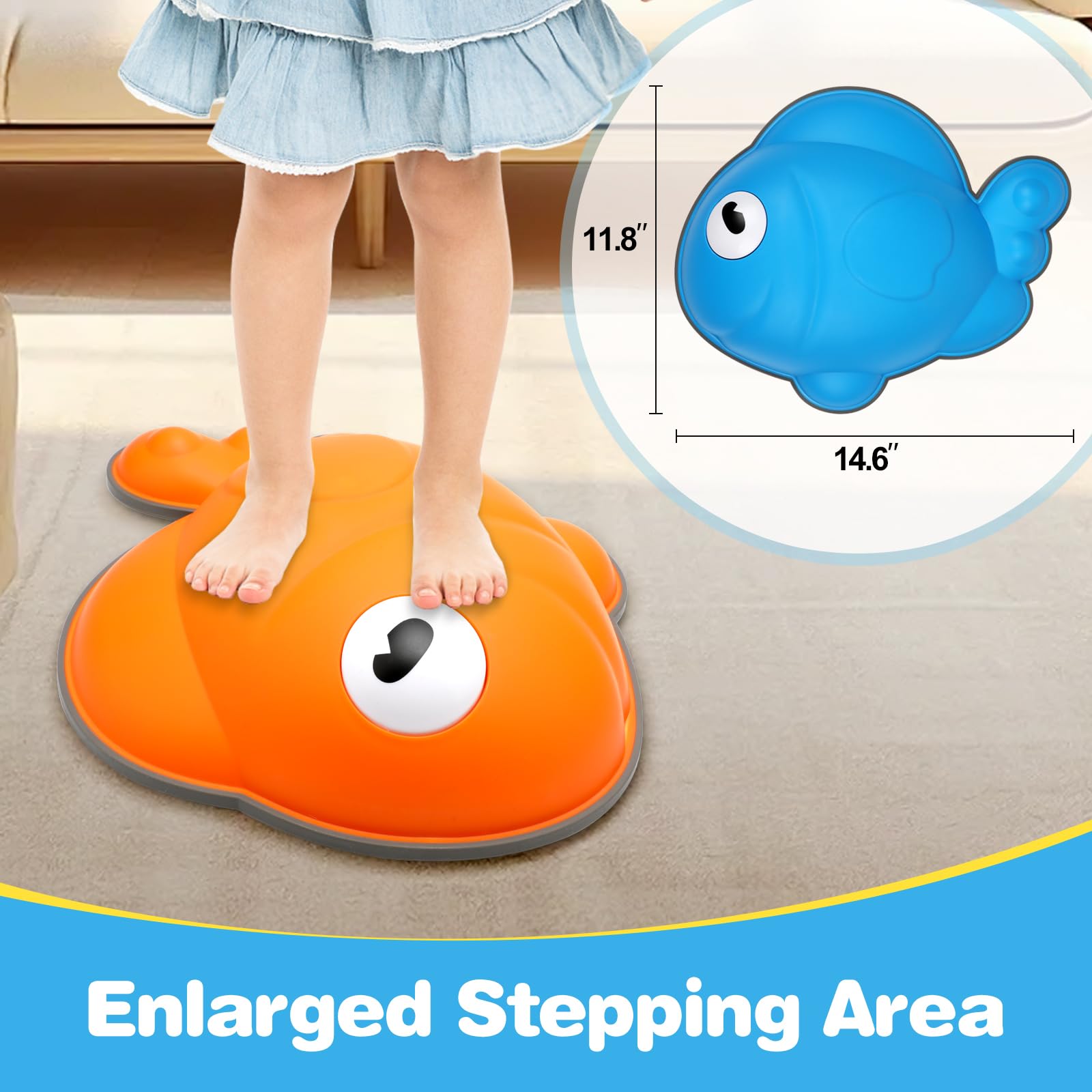 2024 TERRAMUS Balance Stepping Stones for Kids, 6PCS Non-Slip River Stones for Obstacle Course Indoor&Outdoor, Toddlers Sensory Play Equipment Toy Improve Coordination&Strength, Gift for Boys Girls 3+