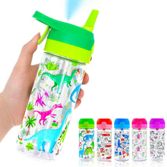 Newthinking Kids Water Bottle with Spray Mist, 420ml Portable Kids Spray Drinking Bottle for Boys Girls School Cool Down and Hydrate