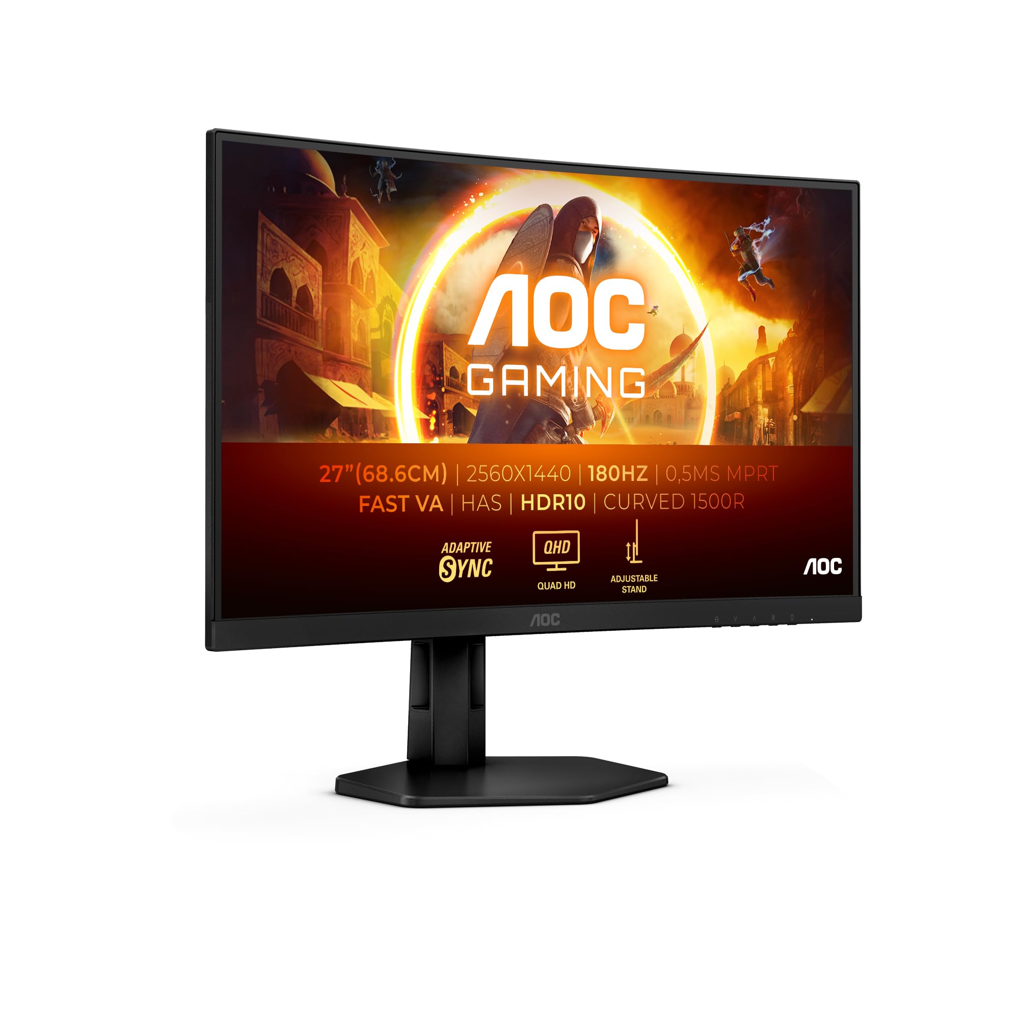 AOC Gaming Q27G2E - 27 INch QHD Monitor, 155Hz, 1ms MPRT, VA, FreeSync Premium, Shadow control, Low Input lag (2560 x 1440 @ 155Hz, 250 cd/m², HDMI 2.0 x 2, DisplayPort 1.2x1)