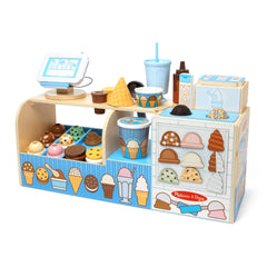 Melissa & Doug Wooden Ice Cream Toy Shop, Ice Cream Toy, Wooden Play Food Sets for Children, Wooden Food Toys & Play Kitchen Accessories, Play Food & Kitchen Toys, Gift for 3 Year Old Boy or Girl