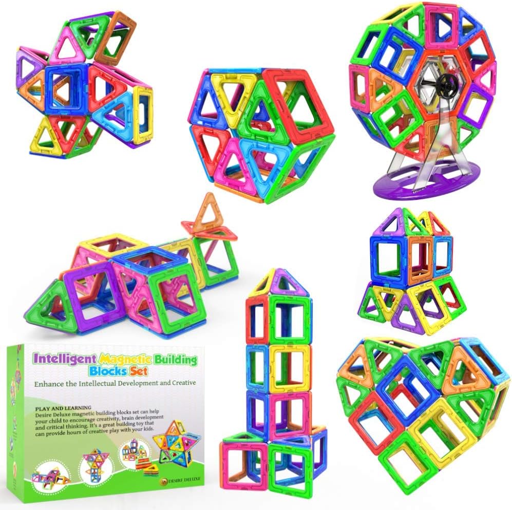 Desire Deluxe Magnetic Building Blocks Gift 94PC Kids Magnetics Construction Block Games for Boys and Girls Creativity Educational Children's Toys for Age 3 4 5 6 7 Year Old