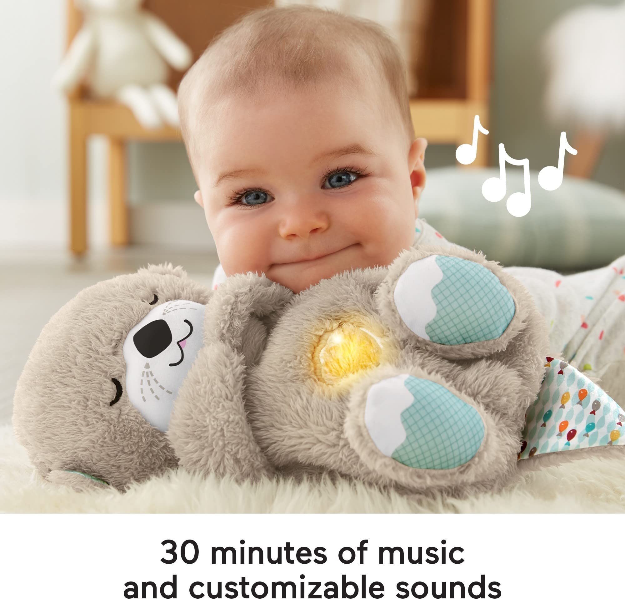 Fisher-Price Soothe 'N Snuggle Otter | Newborn Baby Toys & New Baby Gifts | Plush Soft Toys for Babies with Light and Sound Machine | Baby Girl and Baby Boy Gifts | Newborn Essentials, FXC66