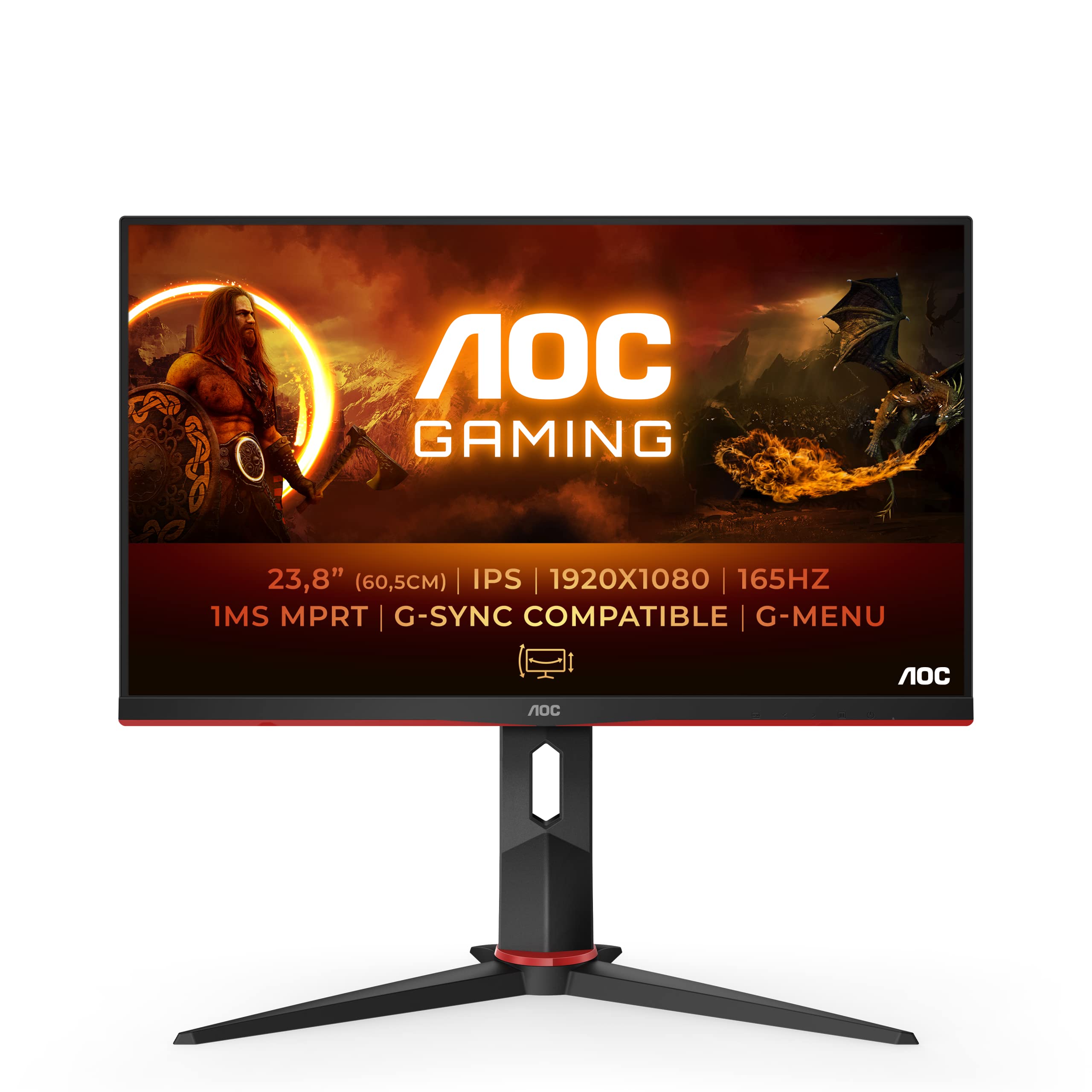 AOC Gaming Q27G2E - 27 INch QHD Monitor, 155Hz, 1ms MPRT, VA, FreeSync Premium, Shadow control, Low Input lag (2560 x 1440 @ 155Hz, 250 cd/m², HDMI 2.0 x 2, DisplayPort 1.2x1)