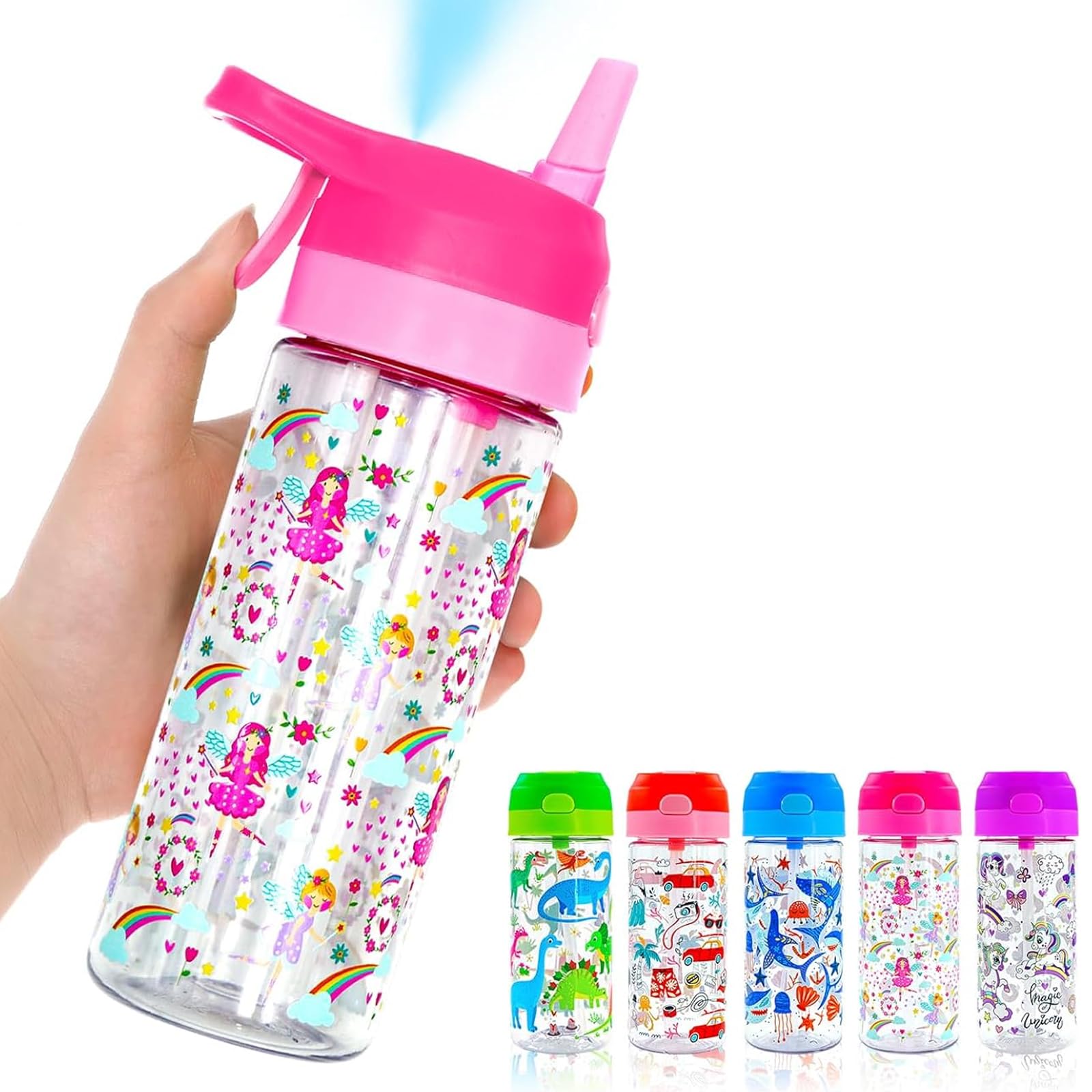 Newthinking Kids Water Bottle with Spray Mist, 420ml Portable Kids Spray Drinking Bottle for Boys Girls School Cool Down and Hydrate