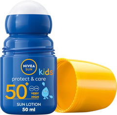 NIVEA Sun Kids Protect & Care SPF 50+ Roll On (50ml), Sunscreen with SPF 50, Roll-On Kids Sun Cream for Delicate Skin, Immediately Protects Against Sun Exposure