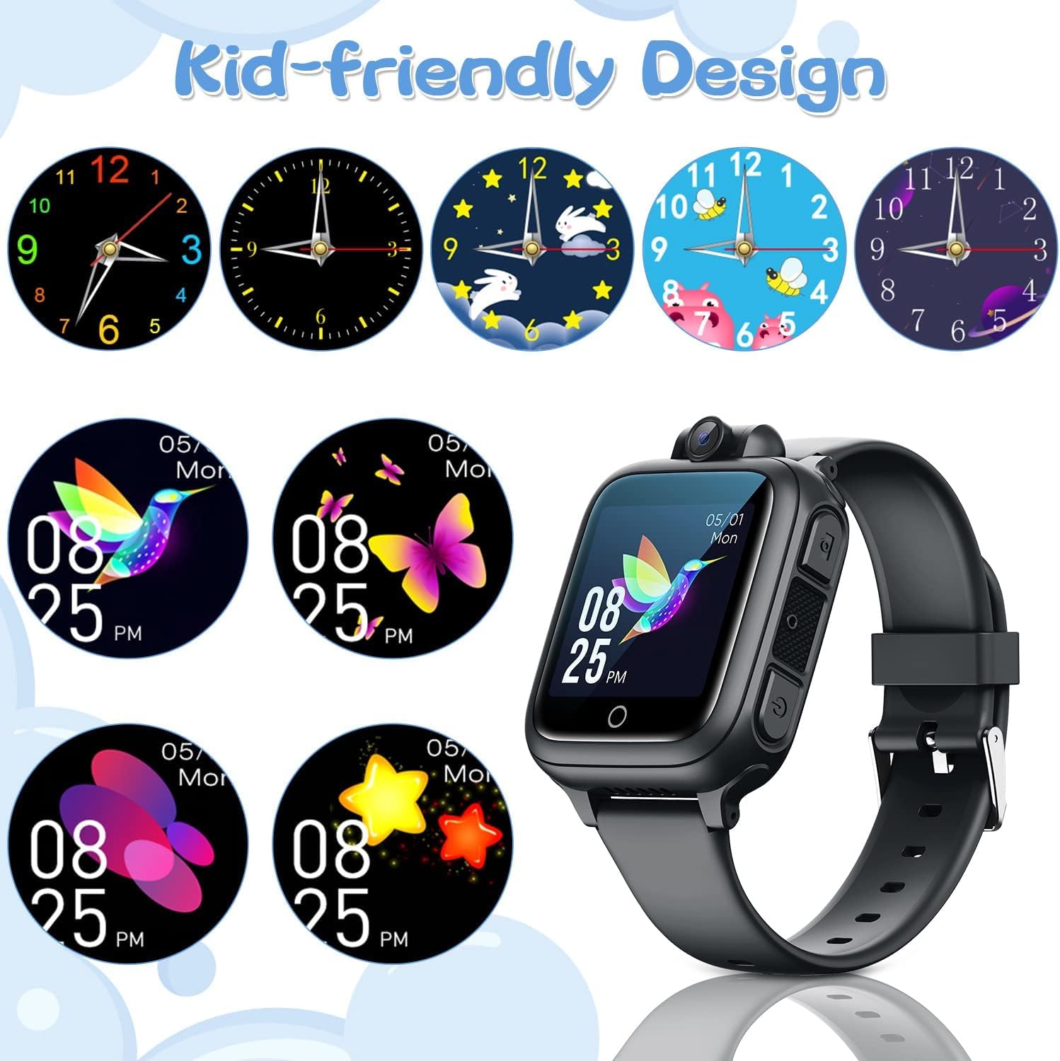 Awatty Kids Smart Watch for Boys Girls, Birthday Gift for 5-12 Year Olds Children, Electronic Learning Toys with 14 Puzzle Games, Pink Digital Watch with 90° Rotating Camera and MP3 Music Player