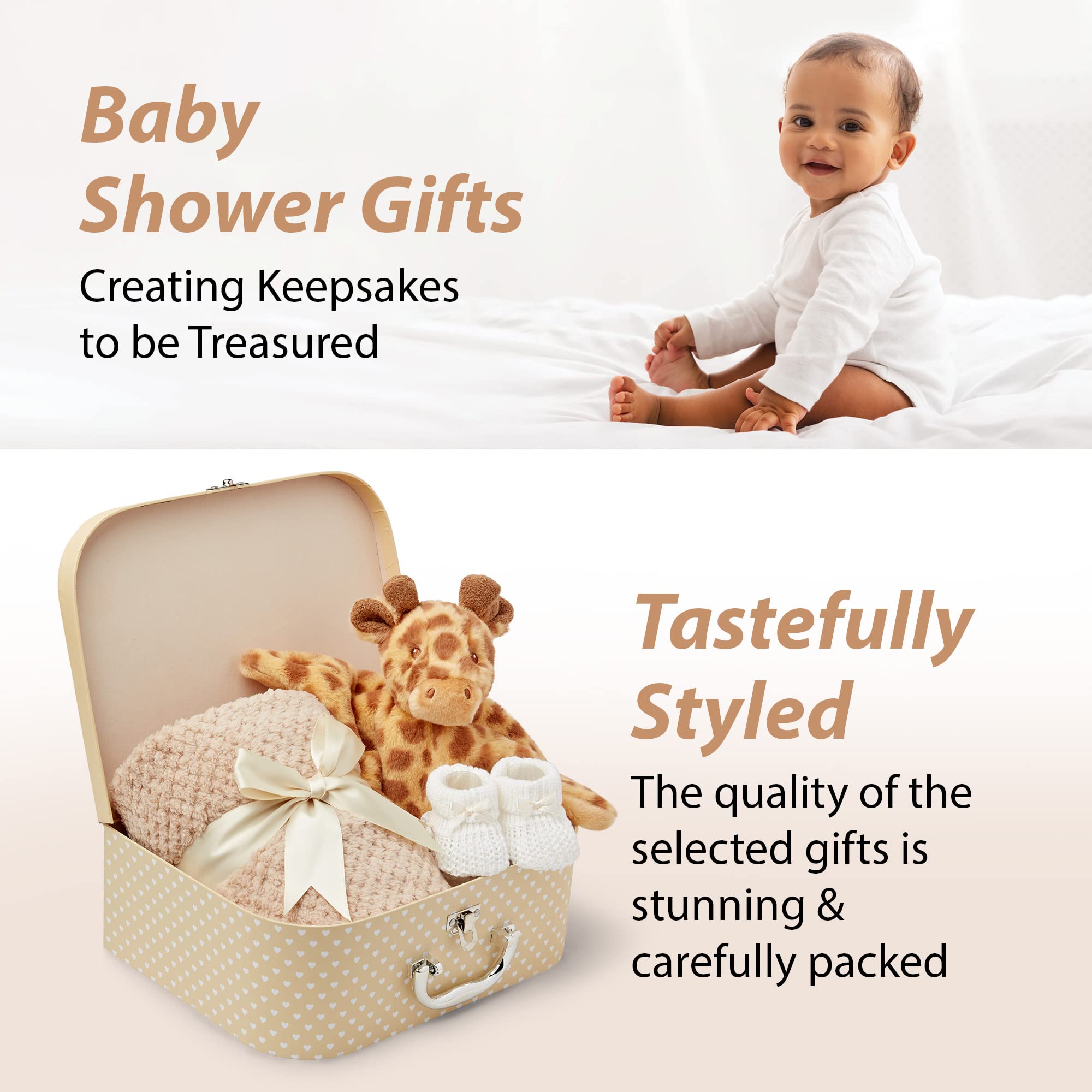 Baby Box Shop New Baby Gifts Set - 3 Baby Essentials and a Newborn Hamper Create a Premium Newborn Gift Set, New Baby Hamper Basket Girl, New Born Baby Gift - Baby Shower Hamper for Newborn - Zebra