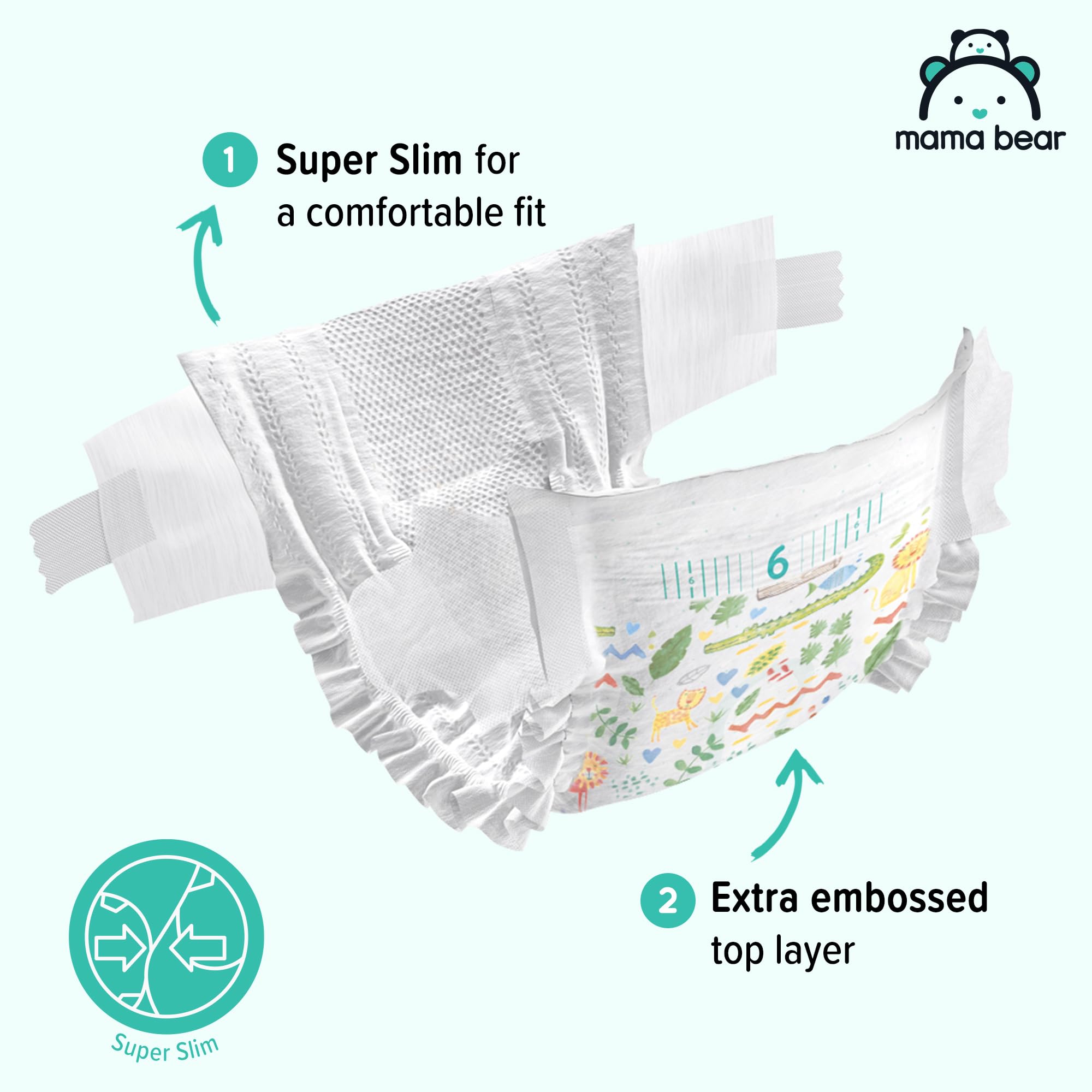 Amazon Brand - Mama Bear Ultra Dry Nappies, Size 3 (4-9 kg), 172 Count (2 Packs of 86), White, Monthly Pack