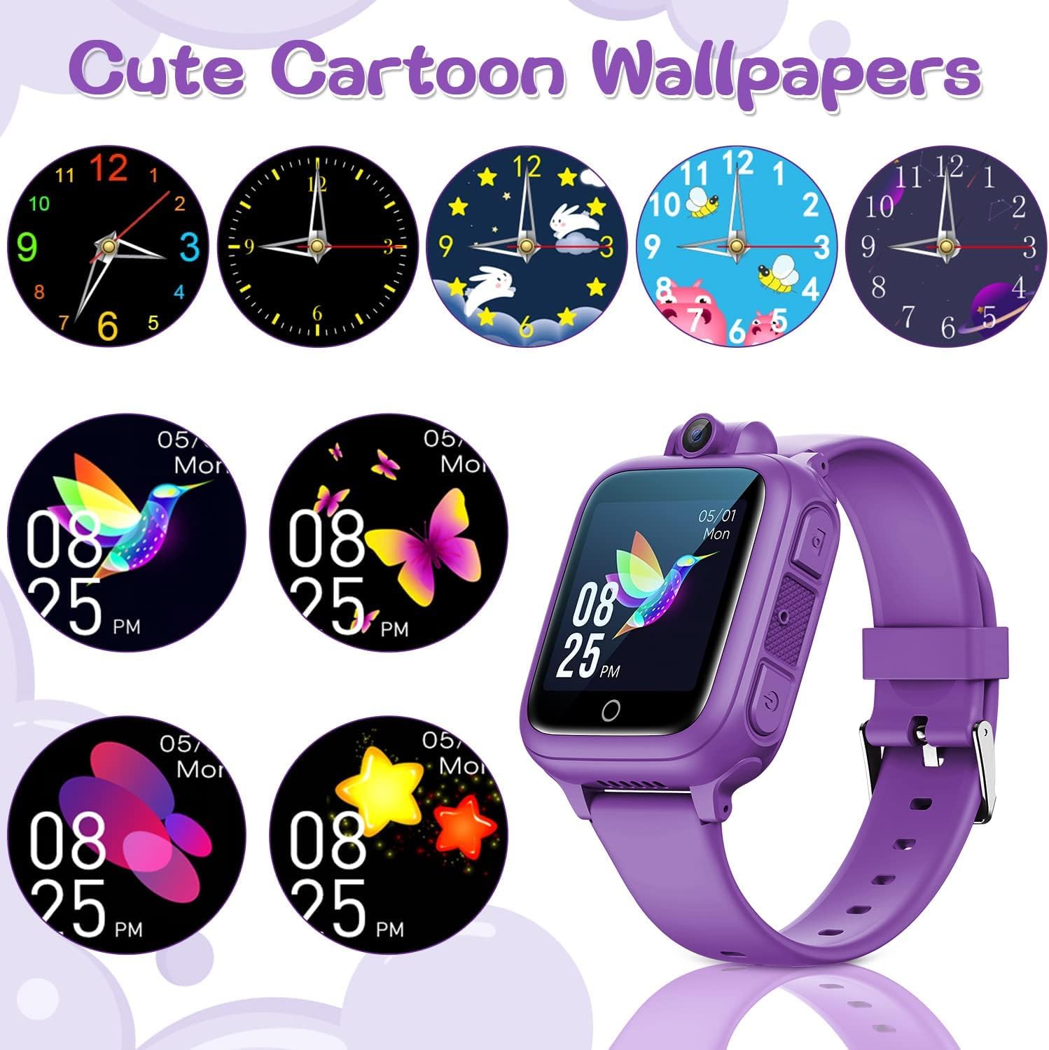 Awatty Kids Smart Watch for Boys Girls, Birthday Gift for 5-12 Year Olds Children, Electronic Learning Toys with 14 Puzzle Games, Pink Digital Watch with 90° Rotating Camera and MP3 Music Player