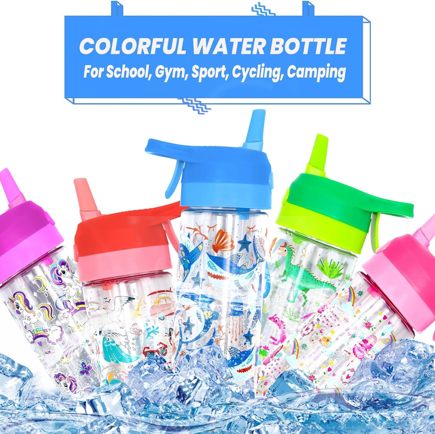 Newthinking Kids Water Bottle with Spray Mist, 420ml Portable Kids Spray Drinking Bottle for Boys Girls School Cool Down and Hydrate