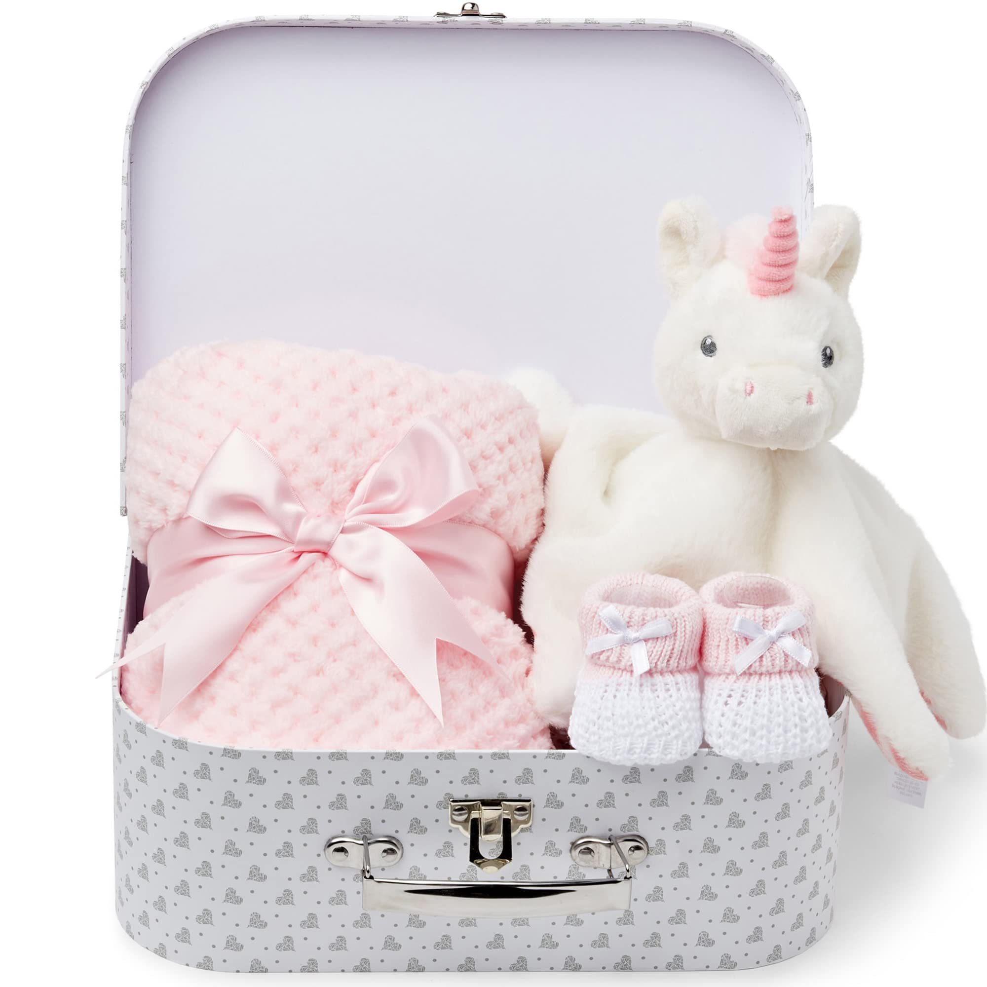 Baby Box Shop New Baby Gifts Set - 3 Baby Essentials and a Newborn Hamper Create a Premium Newborn Gift Set, New Baby Hamper Basket Girl, New Born Baby Gift - Baby Shower Hamper for Newborn - Zebra