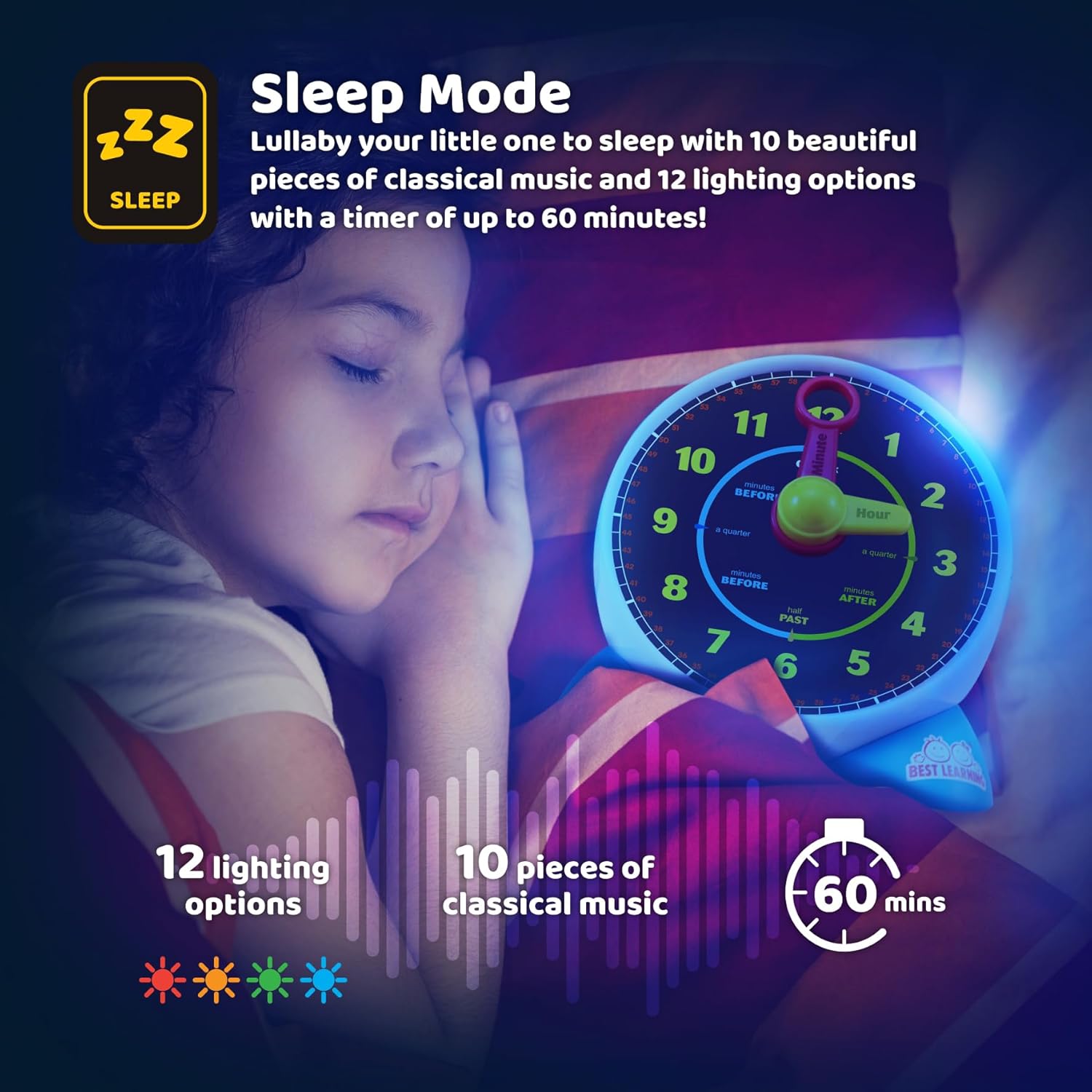 BEST LEARNING Learning Clock - Educational Talking Learn to Tell Time Teaching Light-Up Toy with Quiz and Music Sleep Mode - Toddlers & Kids Ages 3, 4, 5, 6 Years Old Boy and Girl…