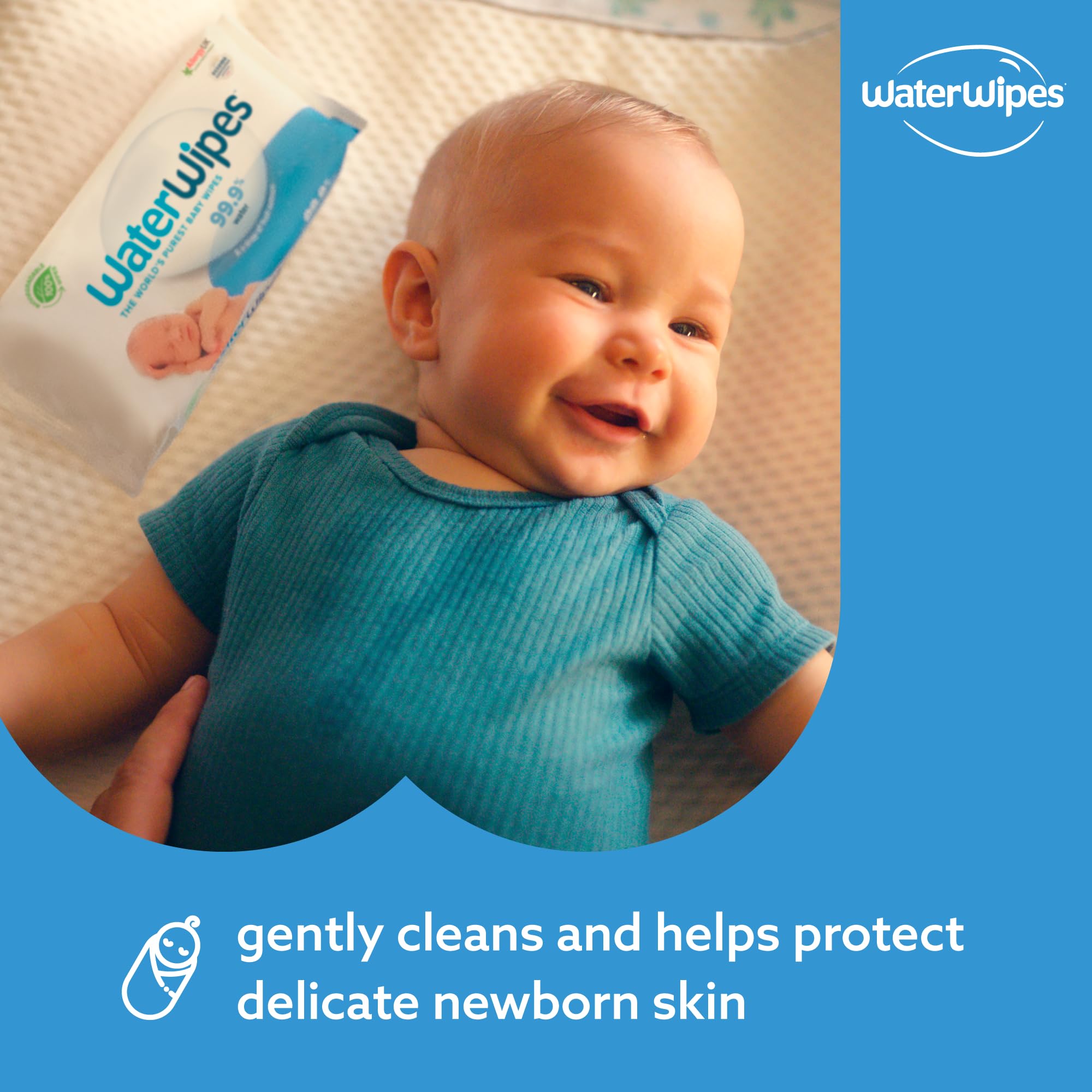 WaterWipes Plastic-Free Original Baby Wipes, 99.9% Water Based Wipes, Unscented for Sensitive Skin, 720 count (Pack of 12)