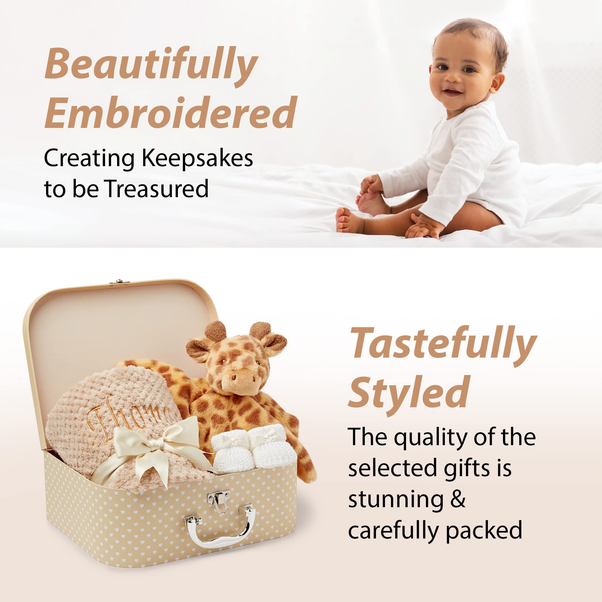 Baby Box Shop New Baby Gifts Set - 3 Baby Essentials and a Newborn Hamper Create a Premium Newborn Gift Set, New Baby Hamper Basket Girl, New Born Baby Gift - Baby Shower Hamper for Newborn - Zebra