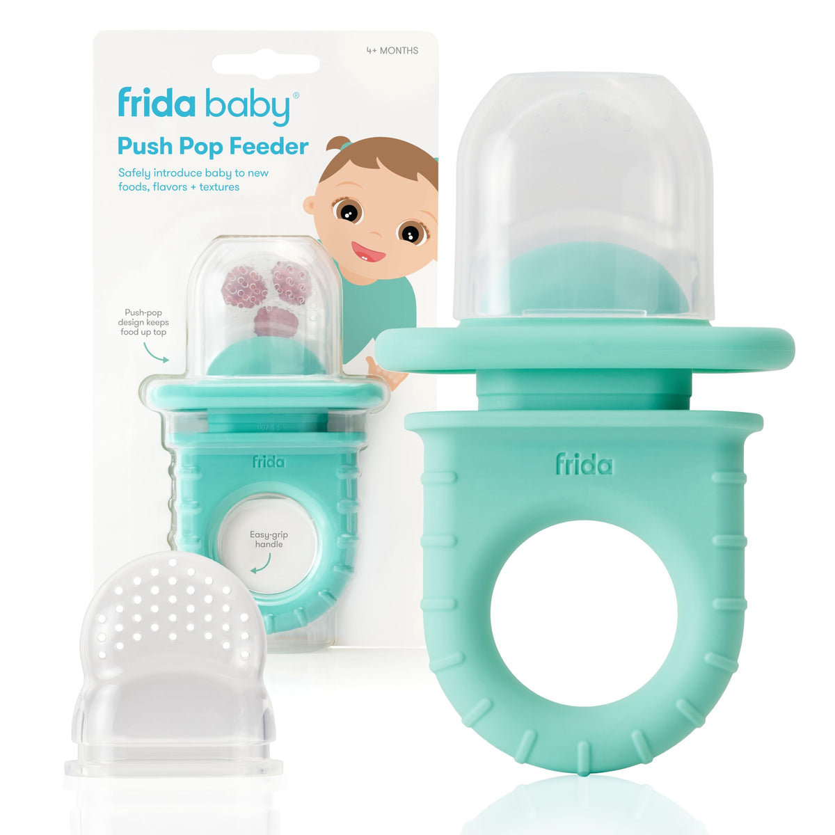 Frida Baby Push Pop Feeder, Baby Weaning Dummy for Fresh + Frozen Food, Silicone Feeder for Babies, Safely Introduce New Foods, Dishwasher Safe