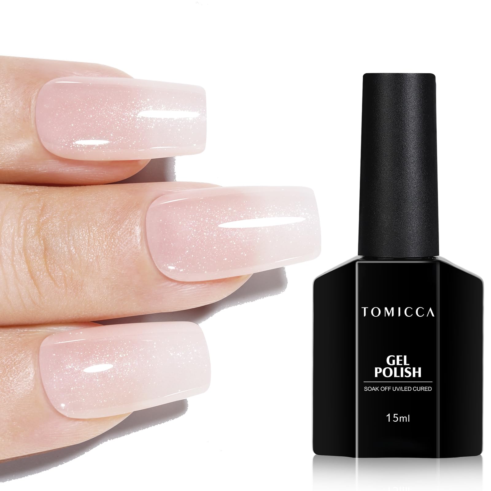 TOMICCA Milky White Gel Nail Polish- 15ml Natural Gel Polish French Nail Design UV LED Gel Milky Jelly Gel Nail Polish Transparent White Soak Off Gel Polish Nail Art Gel-ZB07