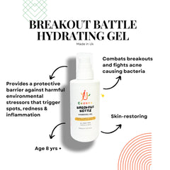 Cezons Breakout Battle Hydrating Gel 100ML for Kids, Tweens and Teenagers - Ceramide Serum with Hyaluronic Acid & Aloe Vera for Acne-Prone Skin.