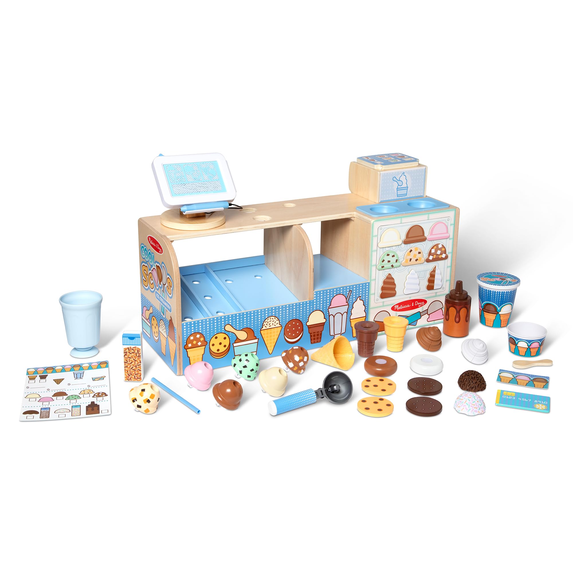 Melissa & Doug Wooden Ice Cream Toy Shop, Ice Cream Toy, Wooden Play Food Sets for Children, Wooden Food Toys & Play Kitchen Accessories, Play Food & Kitchen Toys, Gift for 3 Year Old Boy or Girl