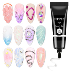 SUPWEE 3D Sculpture Gel Clear Nail Carving Gel for Nail Art Molding Gel DIY Nail Painting Carved Gel Nail Polish 5D Embossed Candy Gel Nail Decoration Manicure 15g