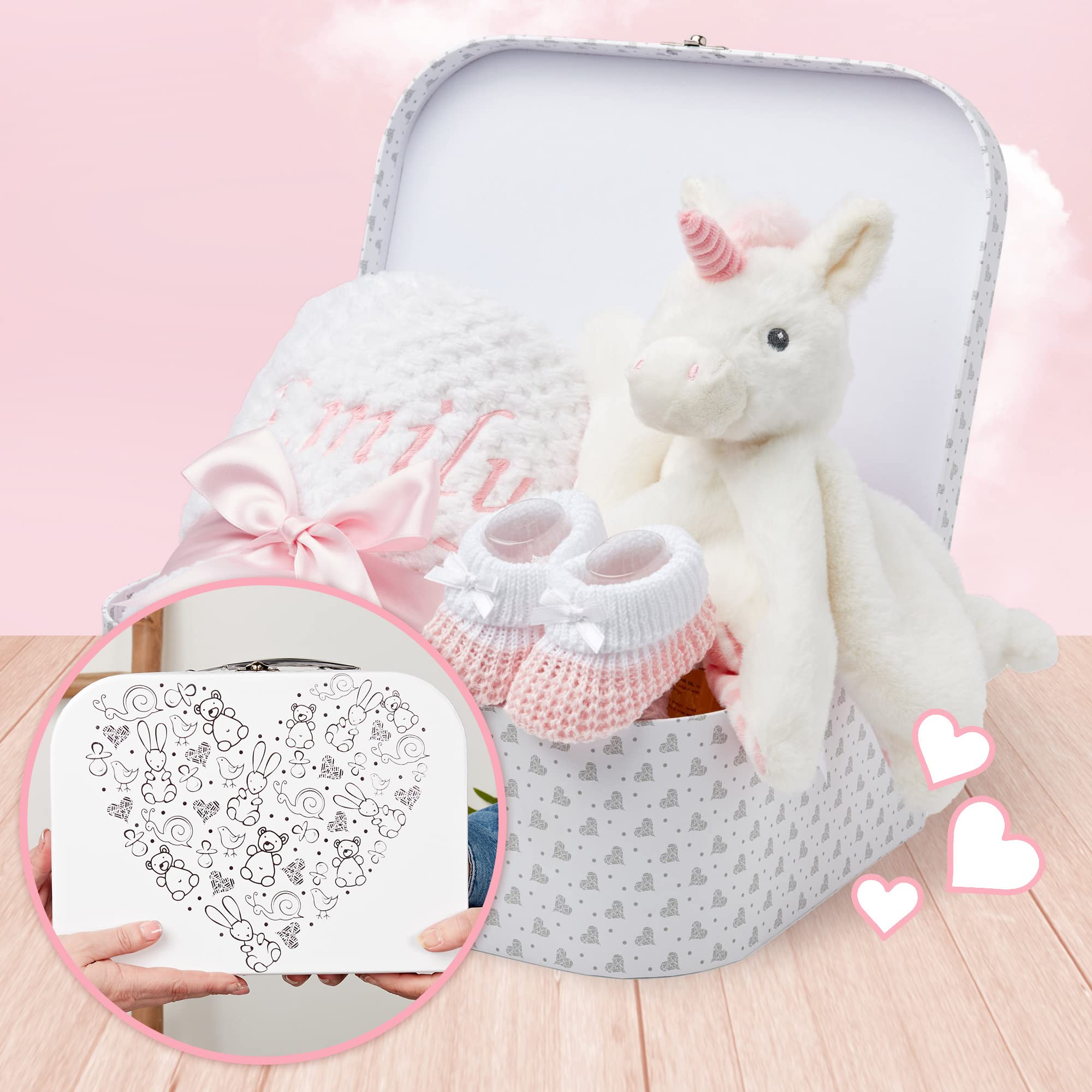 Baby Box Shop New Baby Gifts Set - 3 Baby Essentials and a Newborn Hamper Create a Premium Newborn Gift Set, New Baby Hamper Basket Girl, New Born Baby Gift - Baby Shower Hamper for Newborn - Zebra