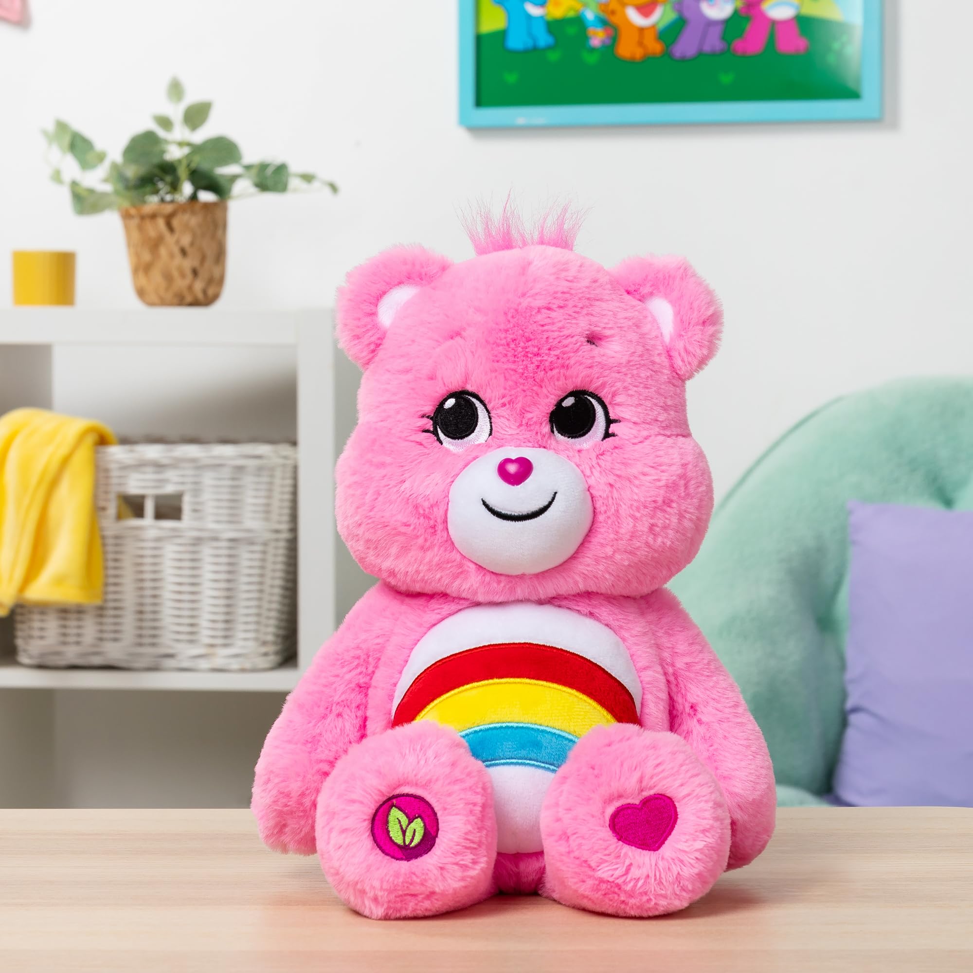 Care Bears | Cheer Bear 35cm Medium Plush | Collectable Cute Plush Toy, Cuddly Toys for Children, Soft Toys for Girls and Boys, Cute Teddies Suitable for Girls and Boys Ages 4+ | Basic Fun 22061