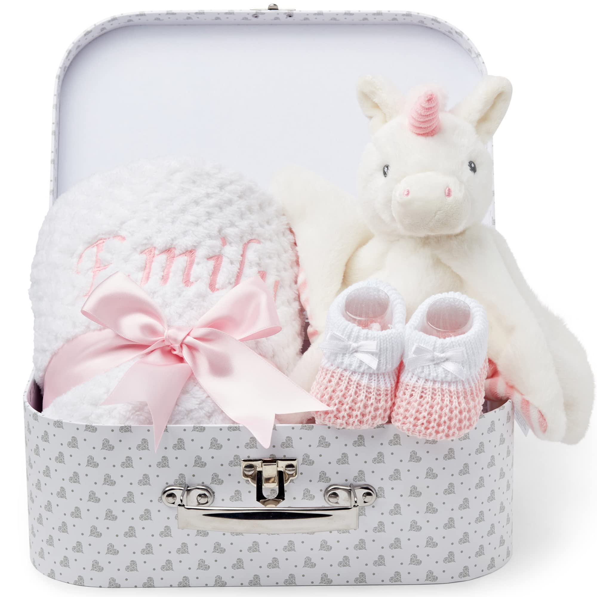 Baby Box Shop New Baby Gifts Set - 3 Baby Essentials and a Newborn Hamper Create a Premium Newborn Gift Set, New Baby Hamper Basket Girl, New Born Baby Gift - Baby Shower Hamper for Newborn - Zebra