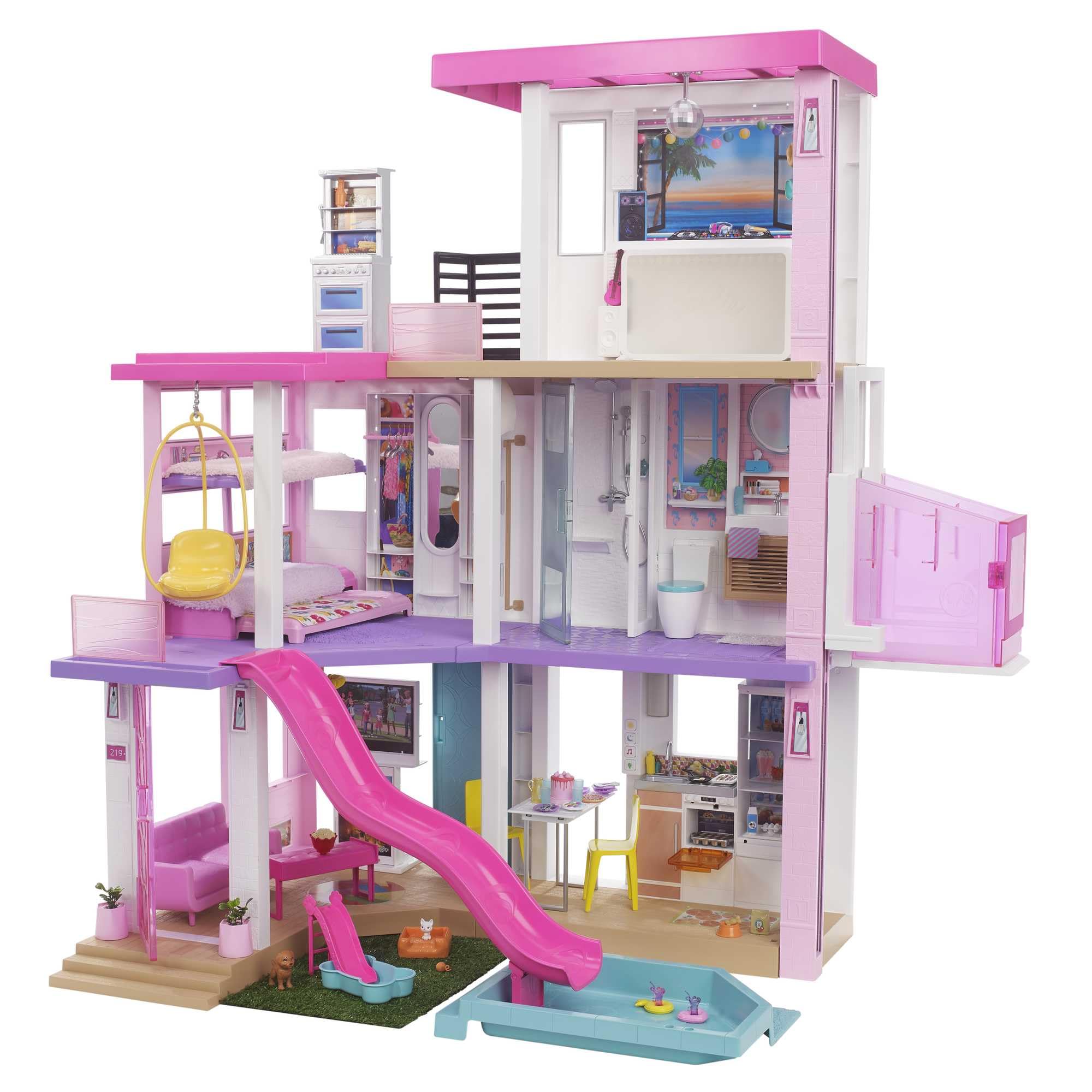 Barbie DreamHouse Dollhouse with 75+ Accessories and Wheelchair Accessible Elevator, 10 Play Areas, 3 Custom Light Settings & Music, GRG93