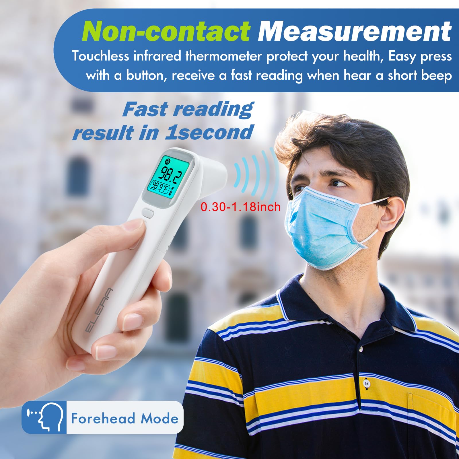 Elera Ear Thermometer for Kids, Baby Thermometer with Forehead and Ear Mode for Adults, Infant, Kids and Toddler, Touchless and 1 Second Reading with Fever Alarm and Mute Function