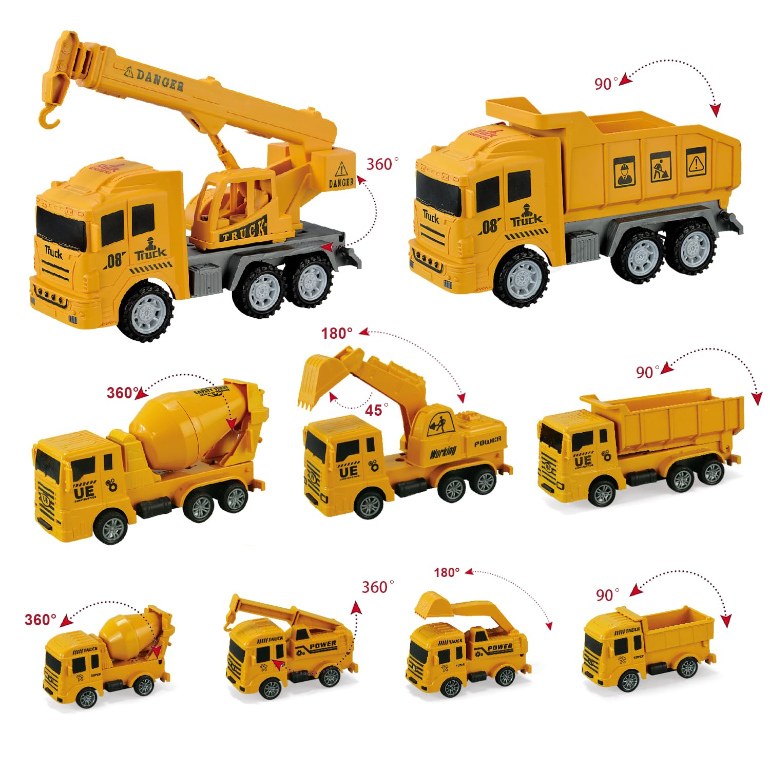 Jiakora Construction Vehicle Toy Truck w/Play Mat Road Signs, Dump Trucks, Excavator, Cement Mixer Trucks, Crane, Engineering Vehicles Toys Set for 3 4 5 6 Years Old Toddlers Kids Boys & Girls