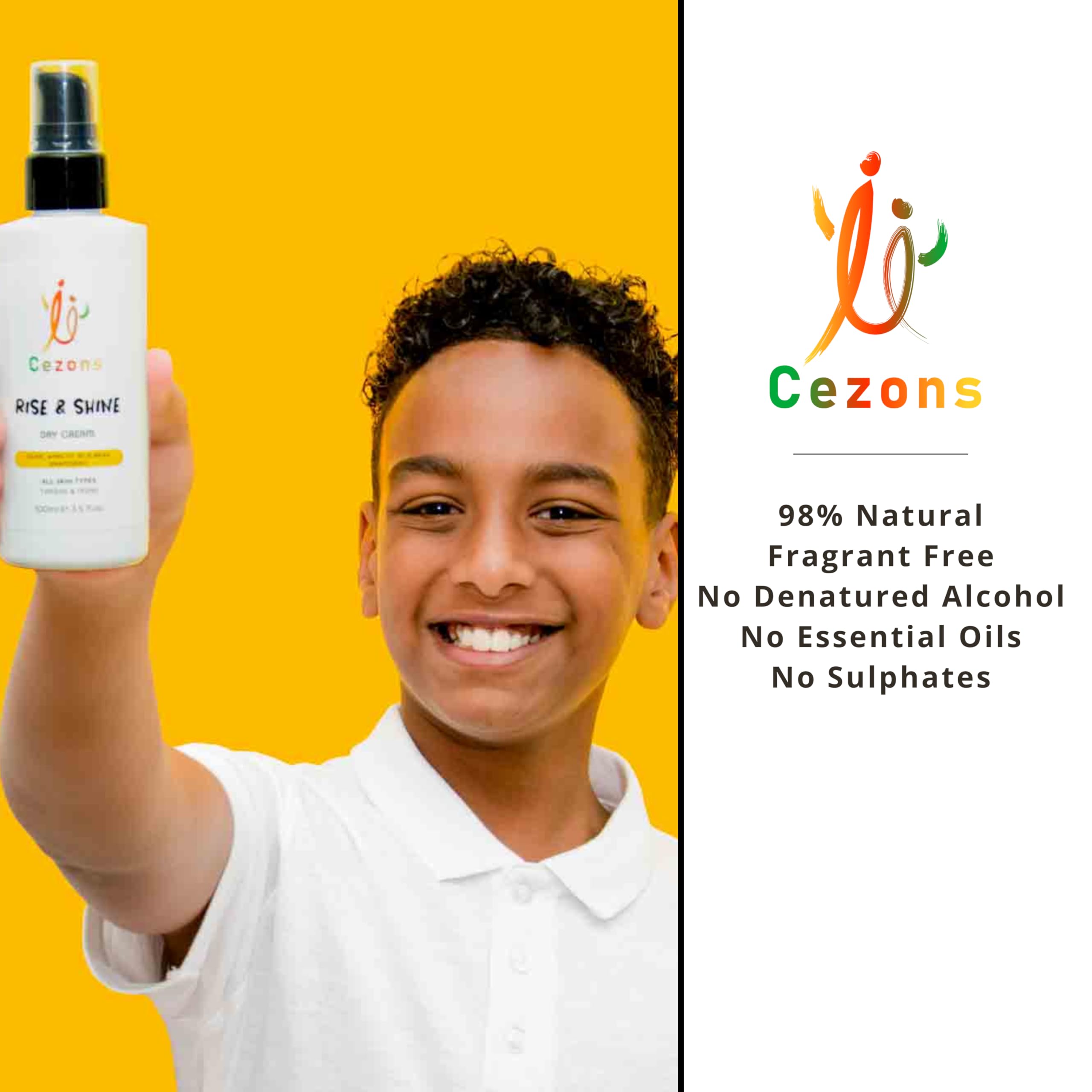 Cezons Rise & Shine Day Cream - A Gentle Face Cream for Kids, Tweens & Teenagers - 50ML - Antioxidant-Packed - Fragrance-Free, Alcohol-Free Skincare.