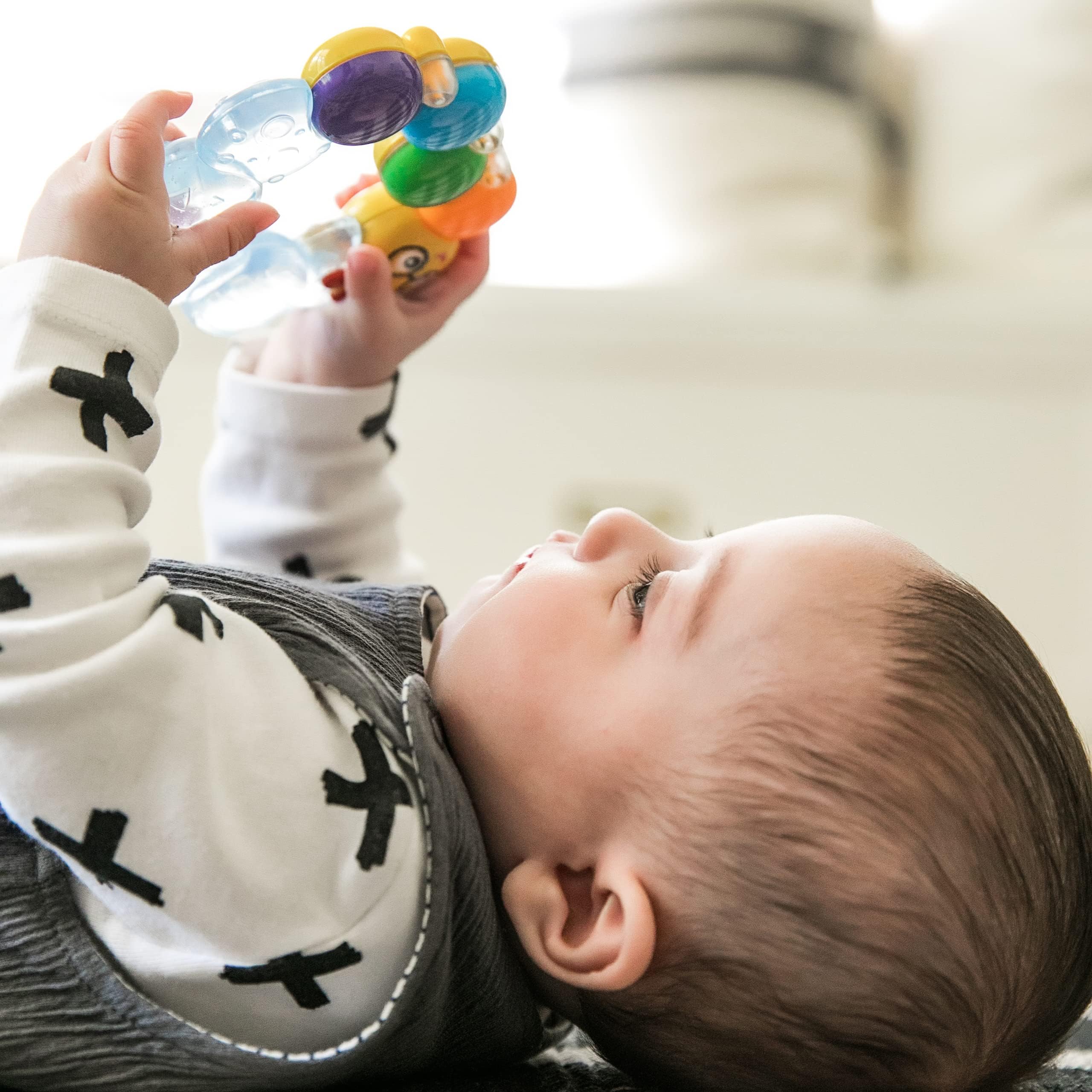 Baby Einstein, Teether-pillar Rattle and Chill Teething Aid Toy, Soothing relief, Multisensory Stimulation, Massages Sore Gums, Easy to Hold, Water filled, Ages 3 months +