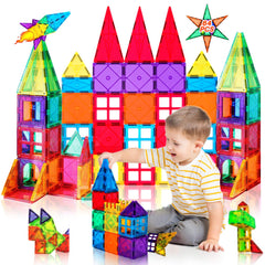 vatenick Magnetic Building Blocks Set 83PCS 3D Magnetic Blocks Tough Building Tiles Stem Toys Kids Christmas Birthday Gifts Magnetic Building Blocks for Kids Ages 3 4 5 6 7 8 Year Old