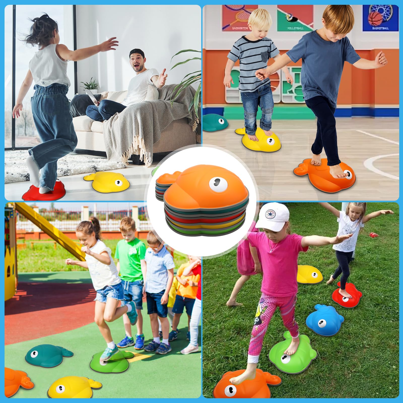 2024 TERRAMUS Balance Stepping Stones for Kids, 6PCS Non-Slip River Stones for Obstacle Course Indoor&Outdoor, Toddlers Sensory Play Equipment Toy Improve Coordination&Strength, Gift for Boys Girls 3+