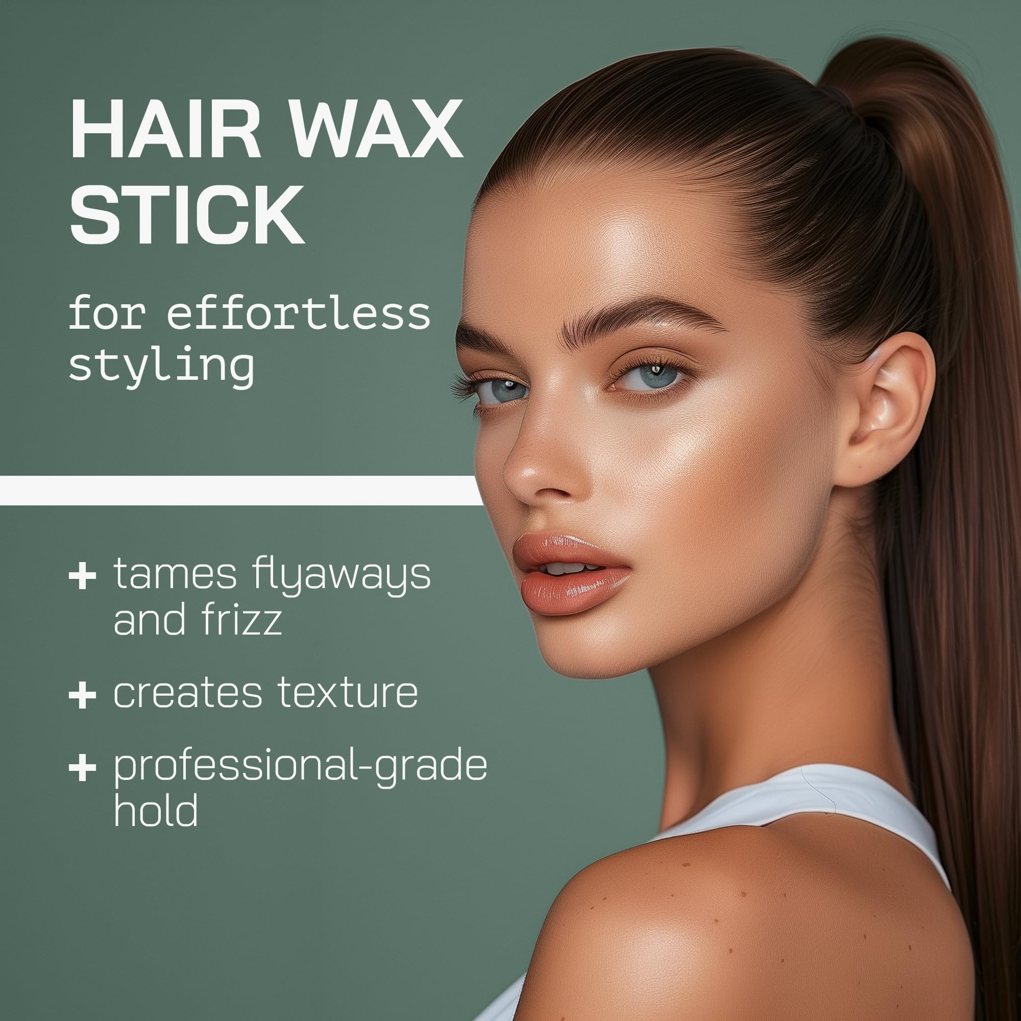 Hair Wax Stick - Styling Wax Stick for Women, Men, Kids - Hair Stick for Flyaways & Frizz with Beeswax, Castor & Rosemary Oil - Creates Texture & Strong Hold for Slick Hair - Non-greasy