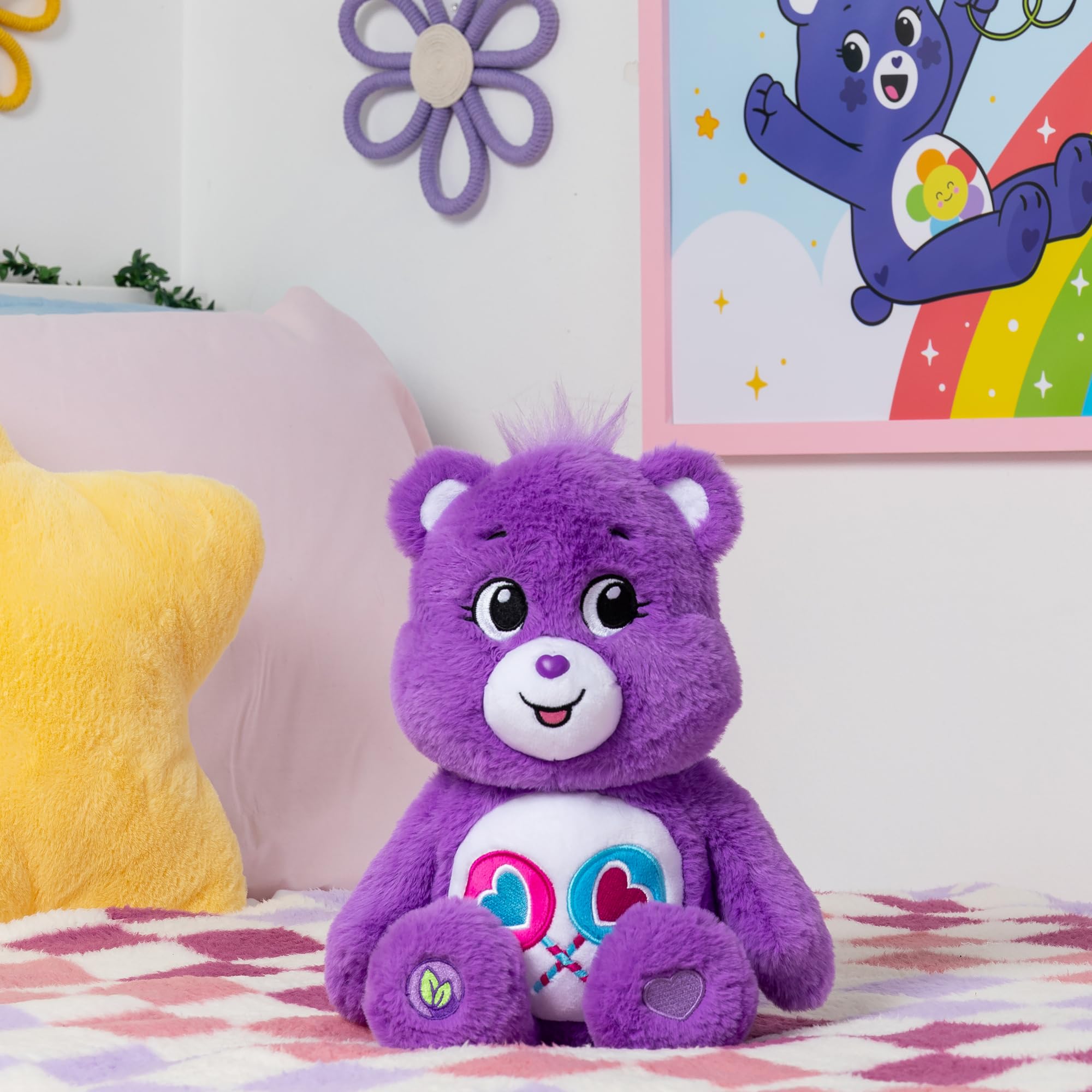 Care Bears | Cheer Bear 35cm Medium Plush | Collectable Cute Plush Toy, Cuddly Toys for Children, Soft Toys for Girls and Boys, Cute Teddies Suitable for Girls and Boys Ages 4+ | Basic Fun 22061