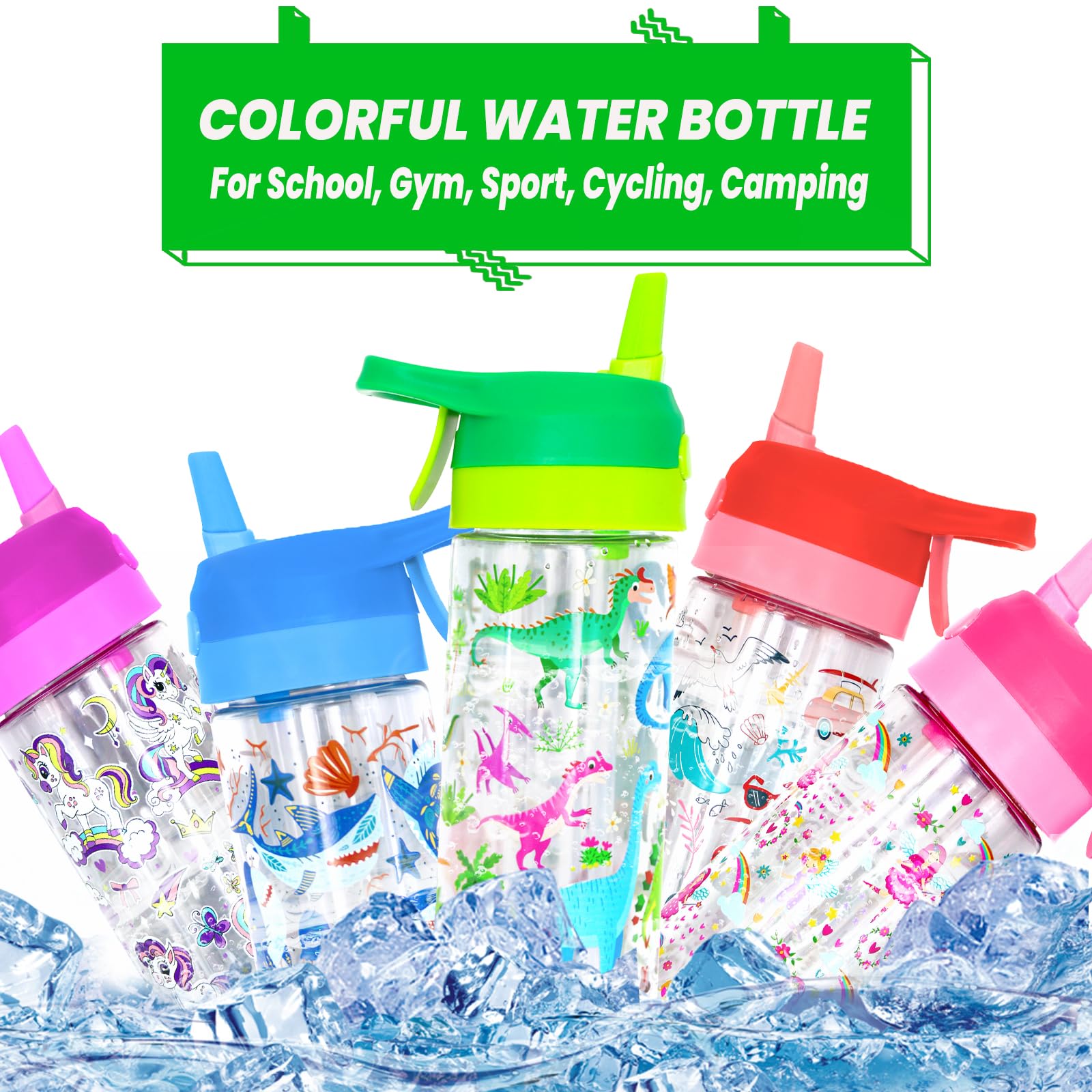 Newthinking Kids Water Bottle with Spray Mist, 420ml Portable Kids Spray Drinking Bottle for Boys Girls School Cool Down and Hydrate