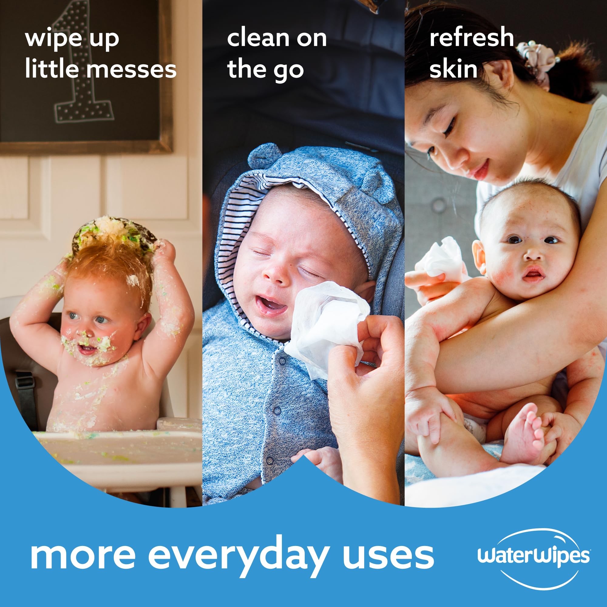 WaterWipes Plastic-Free Original Baby Wipes, 99.9% Water Based Wipes, Unscented for Sensitive Skin, 720 count (Pack of 12)