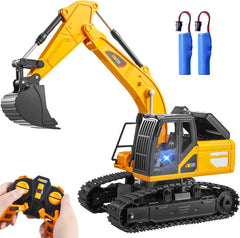 JOYIN Remote Control Excavator RC Digger Tractor Toys for Boys, 2.4Ghz RC Excavator Toy with Light, Construction Vehicles Toys Car for Boys 3 4 5 6 7 8-12 Year Old Kids, Birthday Gift Boy Age 3 4 5 6