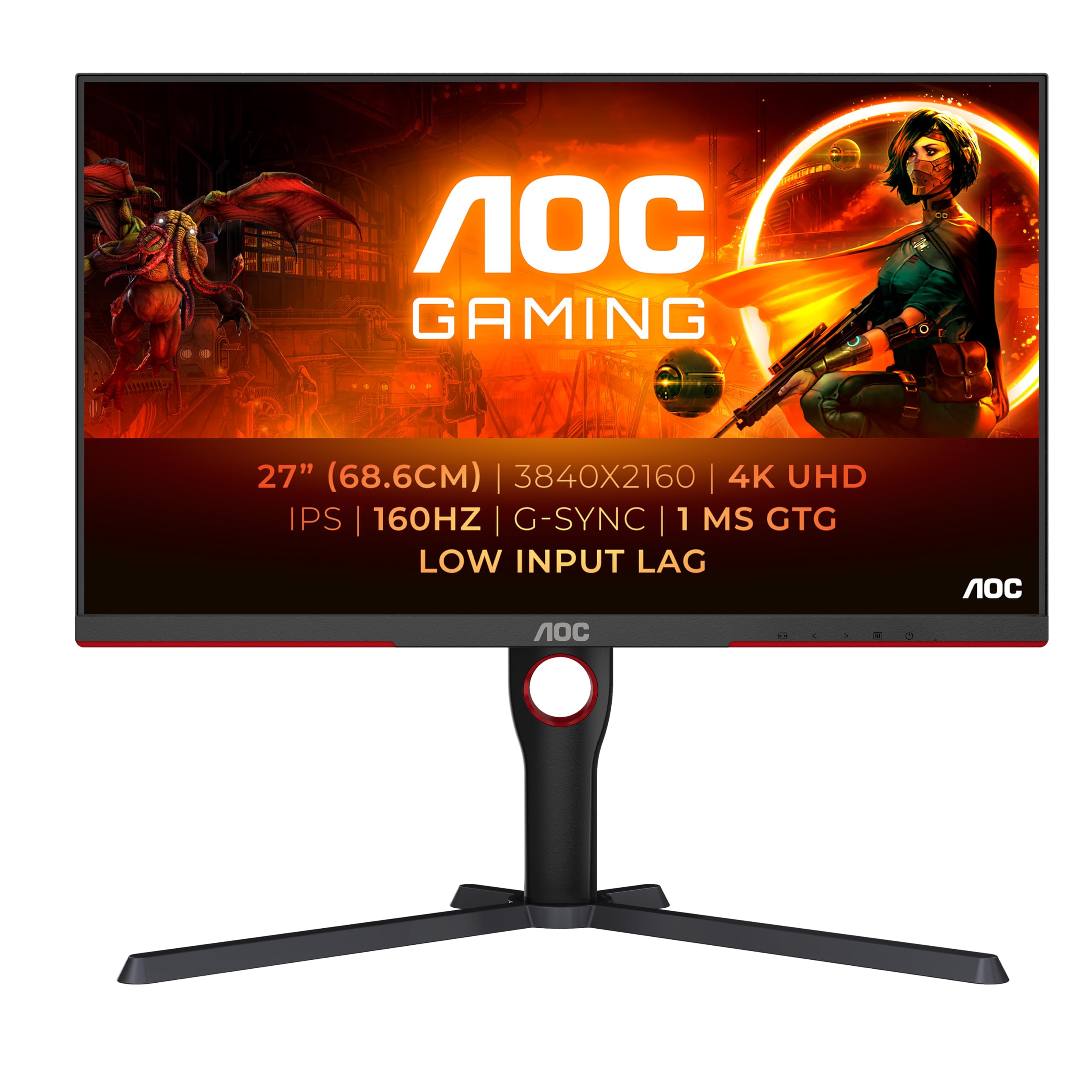 AOC Gaming Q27G2E - 27 INch QHD Monitor, 155Hz, 1ms MPRT, VA, FreeSync Premium, Shadow control, Low Input lag (2560 x 1440 @ 155Hz, 250 cd/m², HDMI 2.0 x 2, DisplayPort 1.2x1)