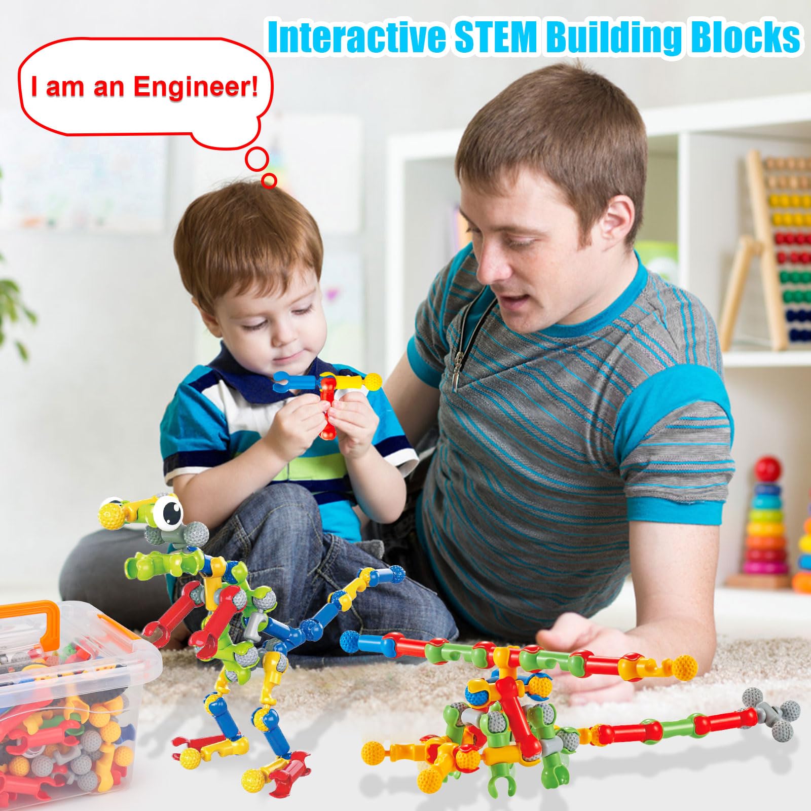 Kids STEM Building Toys for 4-8 6-8, Building Blocks STEM Kit Ages 3 4 5 6 Year Old Boys Gift, Educational Engineering Construction Blocks Toy Creative DIY Activities Gmae for Boys Girls