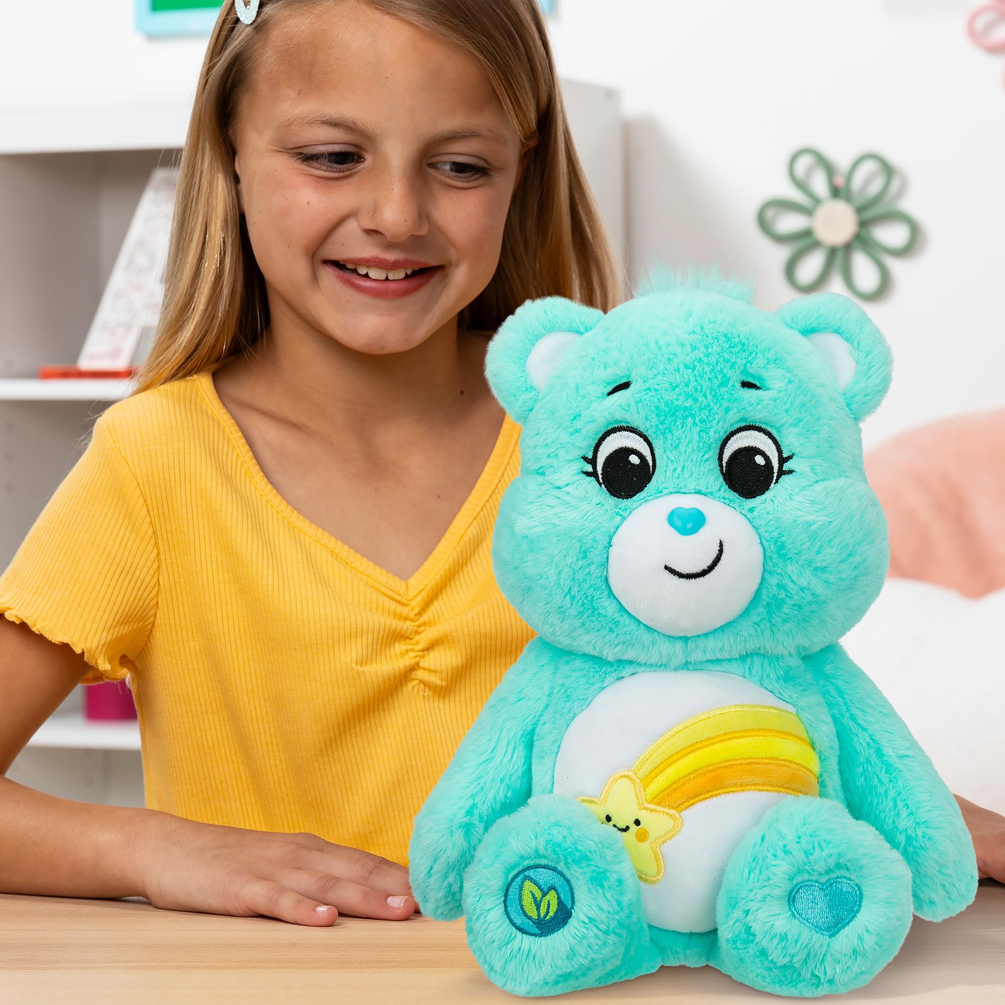 Care Bears | Cheer Bear 35cm Medium Plush | Collectable Cute Plush Toy, Cuddly Toys for Children, Soft Toys for Girls and Boys, Cute Teddies Suitable for Girls and Boys Ages 4+ | Basic Fun 22061