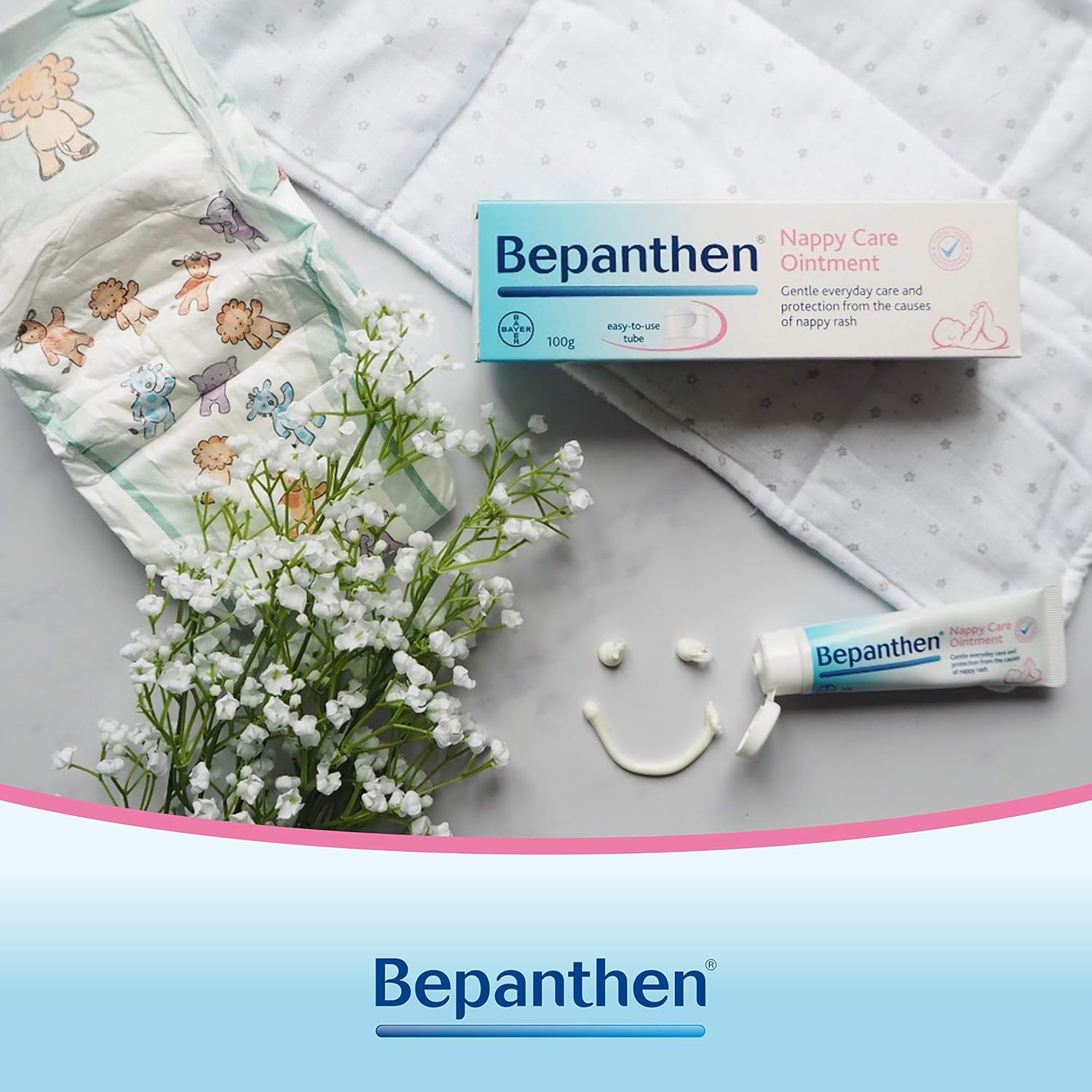 Bepanthen Nappy Care Ointment | Nappy Cream with Provitamin B5 | Suitable for Newborns Skin, 100 g (Packing May Vary).