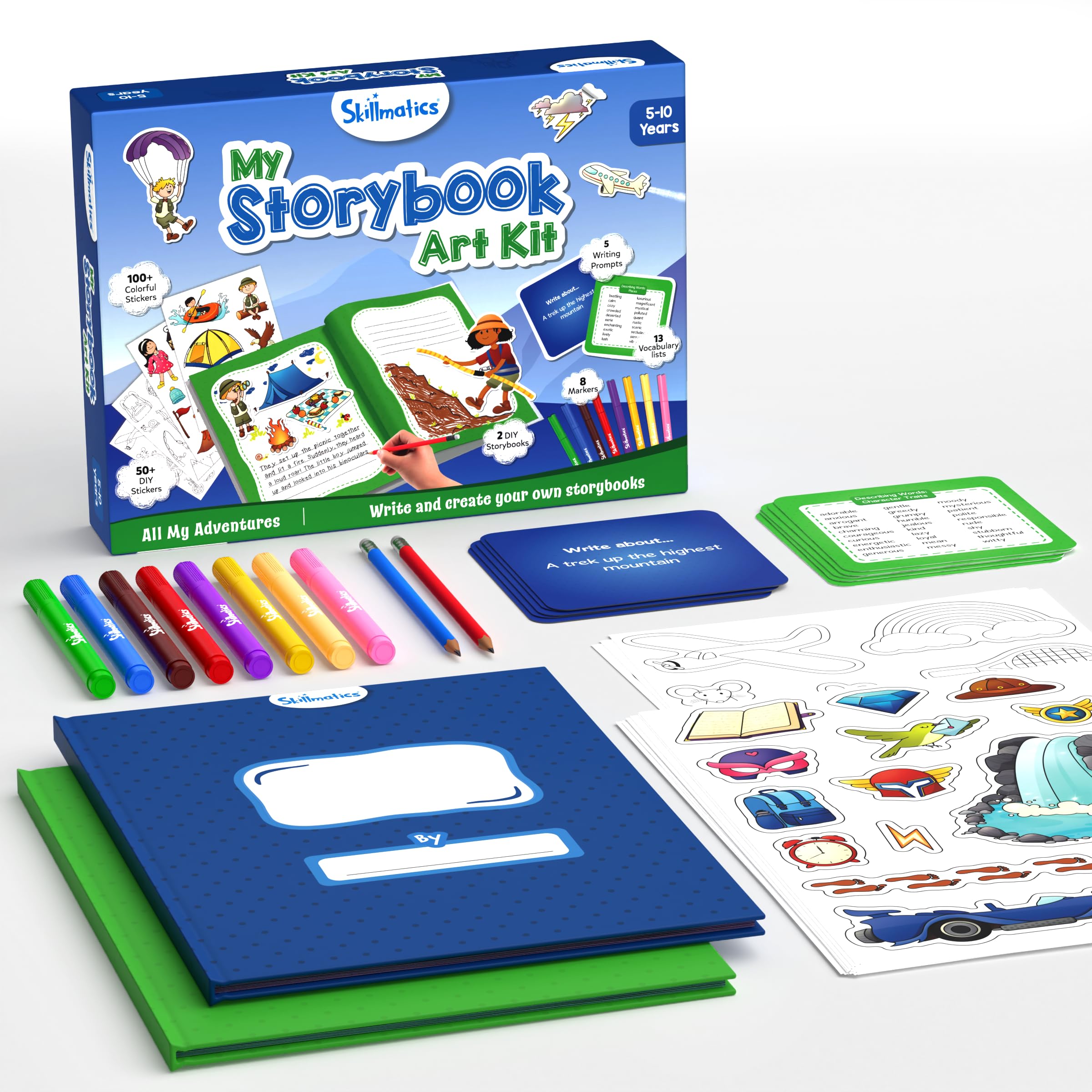 Skillmatics Storybook Art Kit - All My Adventures Art Kit for Kids, Write & Create Storybooks, Creative Activity for Boys & Girls, DIY Kit, 150+ Stickers, Christmas Gifts for Ages 5, 6, 7, 8, 9, 10