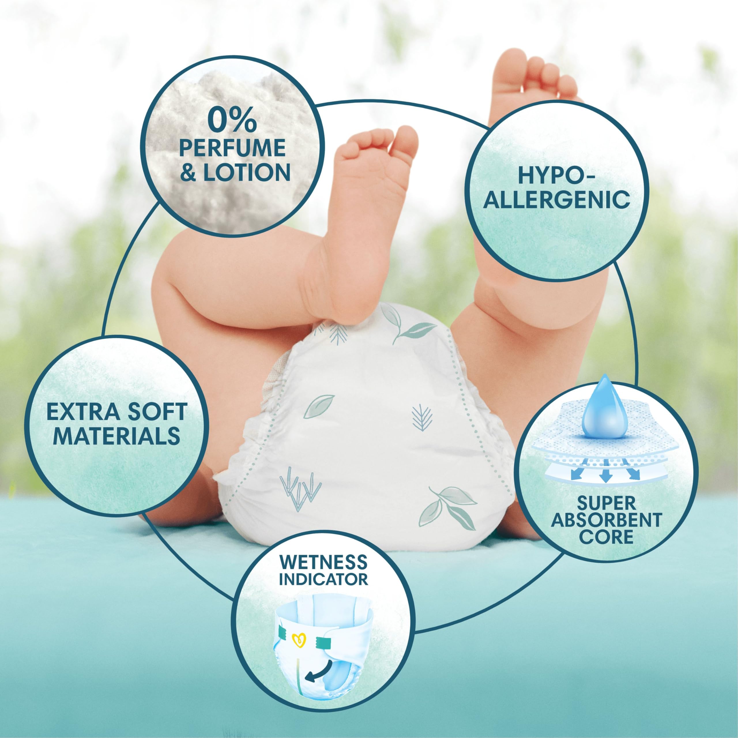 Pampers Harmonie Nappies Size 2, 204 Nappies, 4kg-8kg, Gentle Skin Protection Cushiony Soft