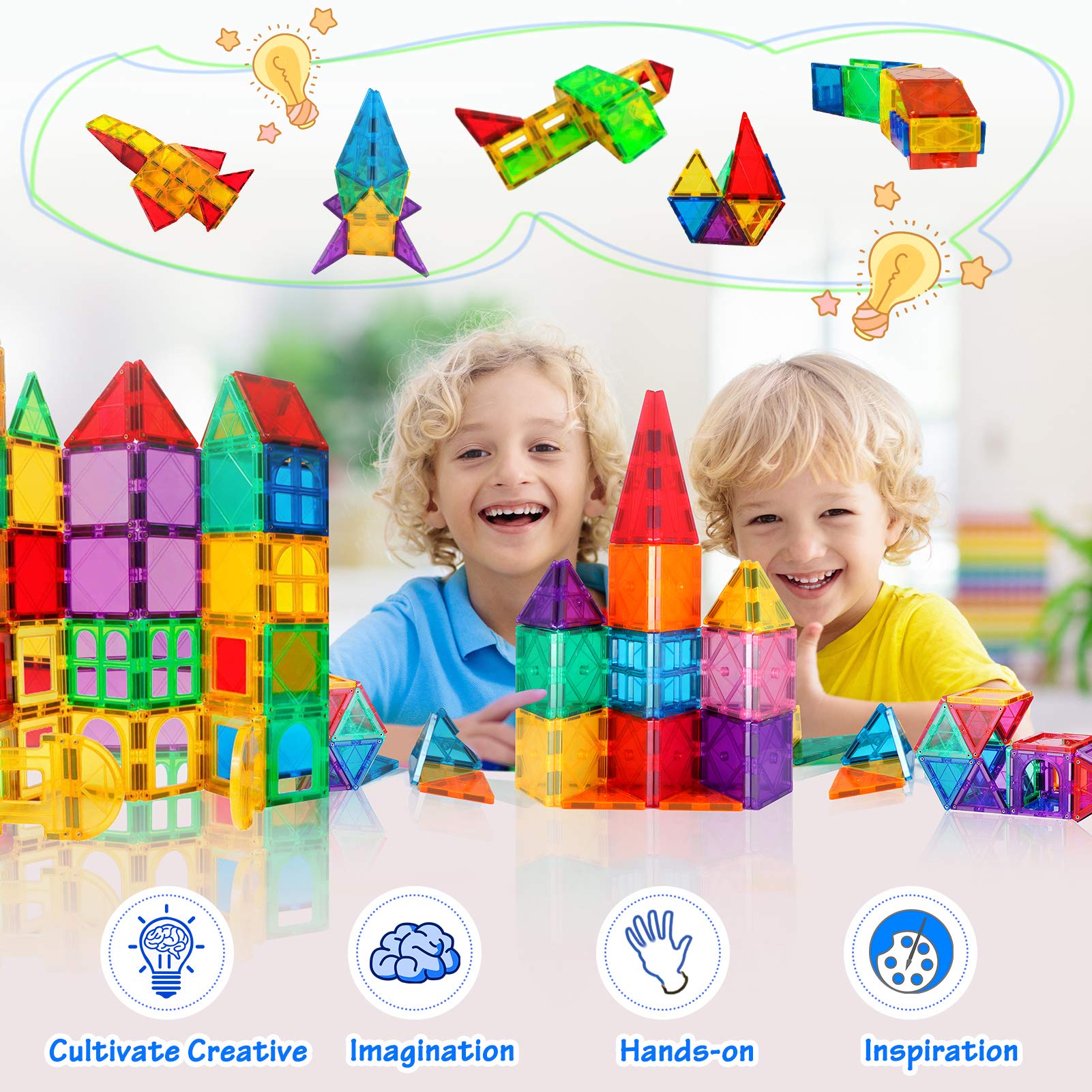 vatenick Magnetic Building Blocks Set 83PCS 3D Magnetic Blocks Tough Building Tiles Stem Toys Kids Christmas Birthday Gifts Magnetic Building Blocks for Kids Ages 3 4 5 6 7 8 Year Old