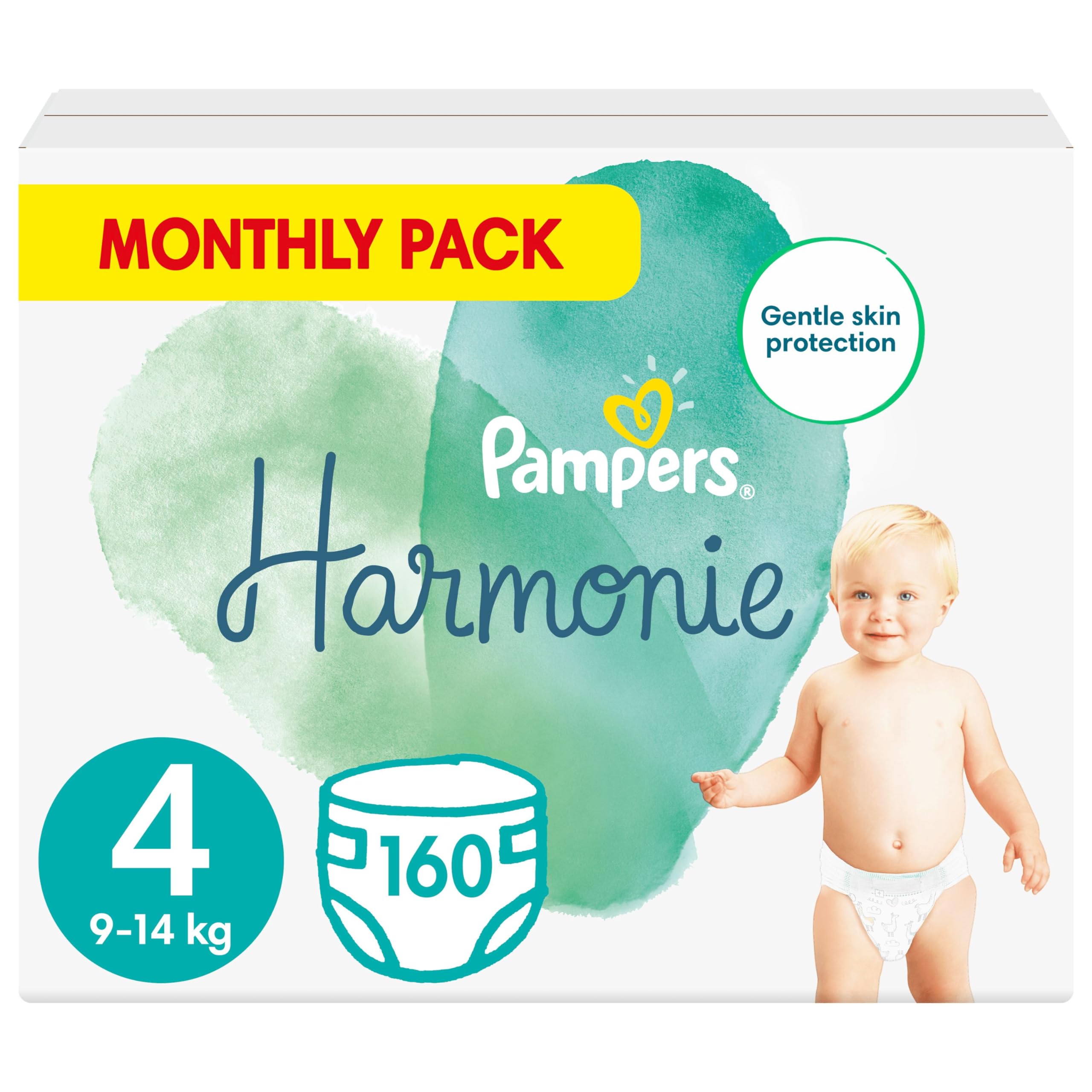 Pampers Harmonie Nappies Size 2, 204 Nappies, 4kg-8kg, Gentle Skin Protection Cushiony Soft