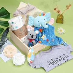 pengtai Baby Boy Gift,New Born Baby Boys Gift Hamper,Baby Boy Gift Basket,Unique Baby Gift Essential Stuff,Gender Reveal Gifts,Rattle Swaddle Blanket Baby Boy Gifts