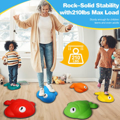 2024 TERRAMUS Balance Stepping Stones for Kids, 6PCS Non-Slip River Stones for Obstacle Course Indoor&Outdoor, Toddlers Sensory Play Equipment Toy Improve Coordination&Strength, Gift for Boys Girls 3+