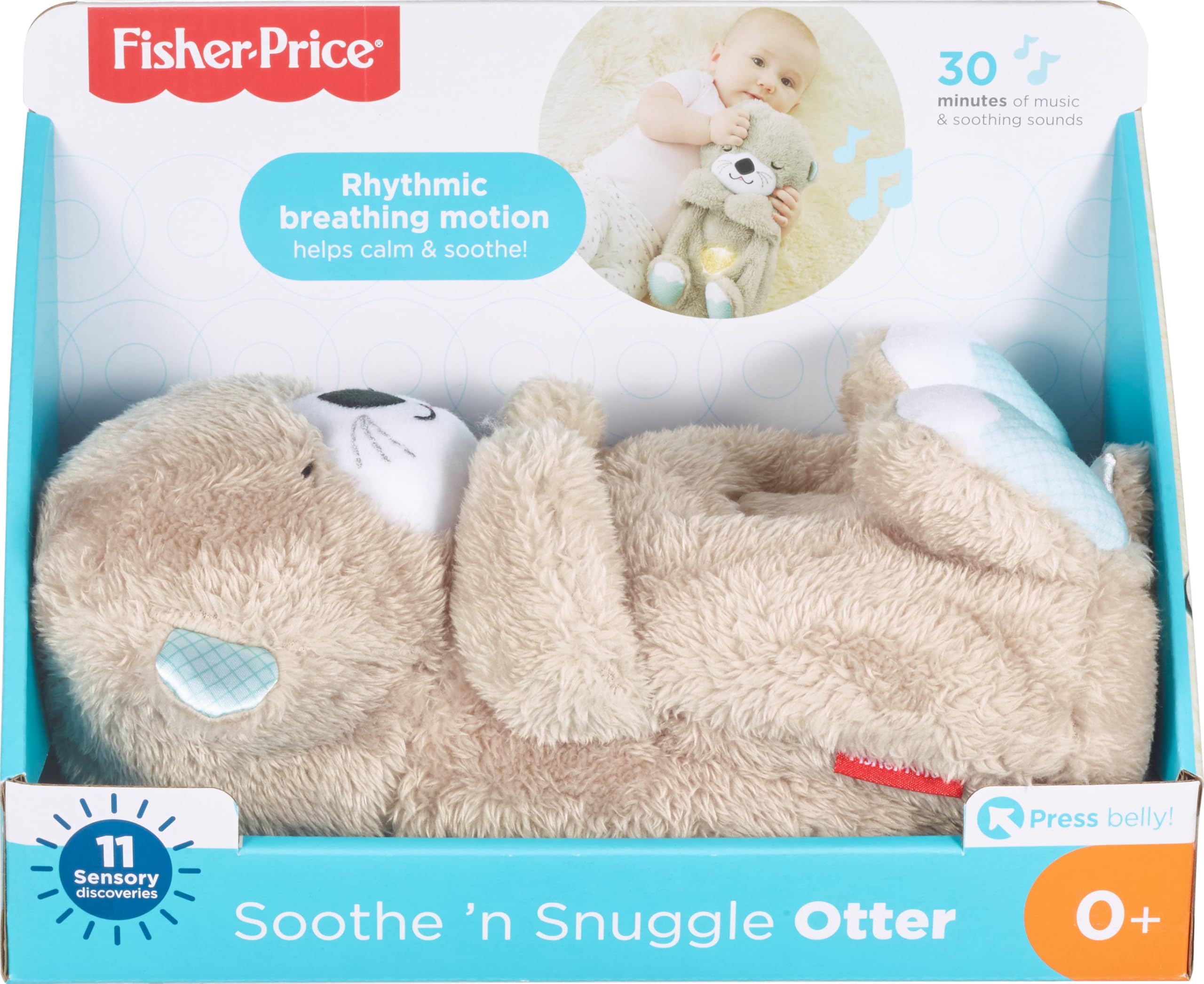 Fisher-Price Soothe 'N Snuggle Otter | Newborn Baby Toys & New Baby Gifts | Plush Soft Toys for Babies with Light and Sound Machine | Baby Girl and Baby Boy Gifts | Newborn Essentials, FXC66