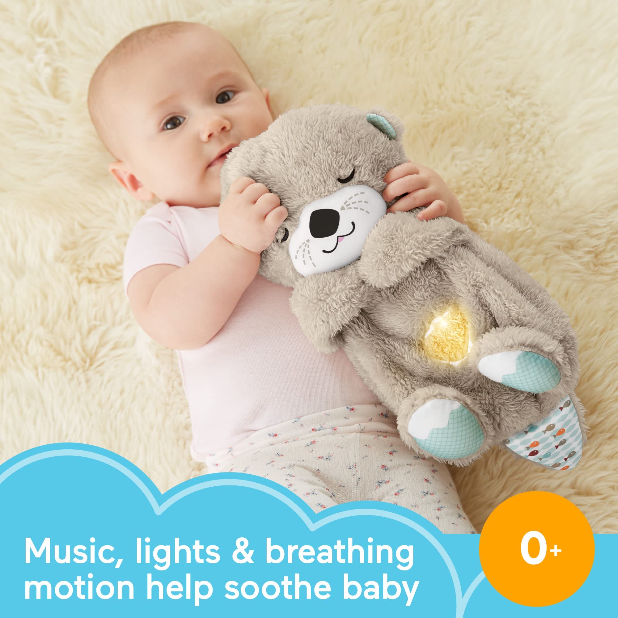 Fisher-Price Soothe 'N Snuggle Otter | Newborn Baby Toys & New Baby Gifts | Plush Soft Toys for Babies with Light and Sound Machine | Baby Girl and Baby Boy Gifts | Newborn Essentials, FXC66